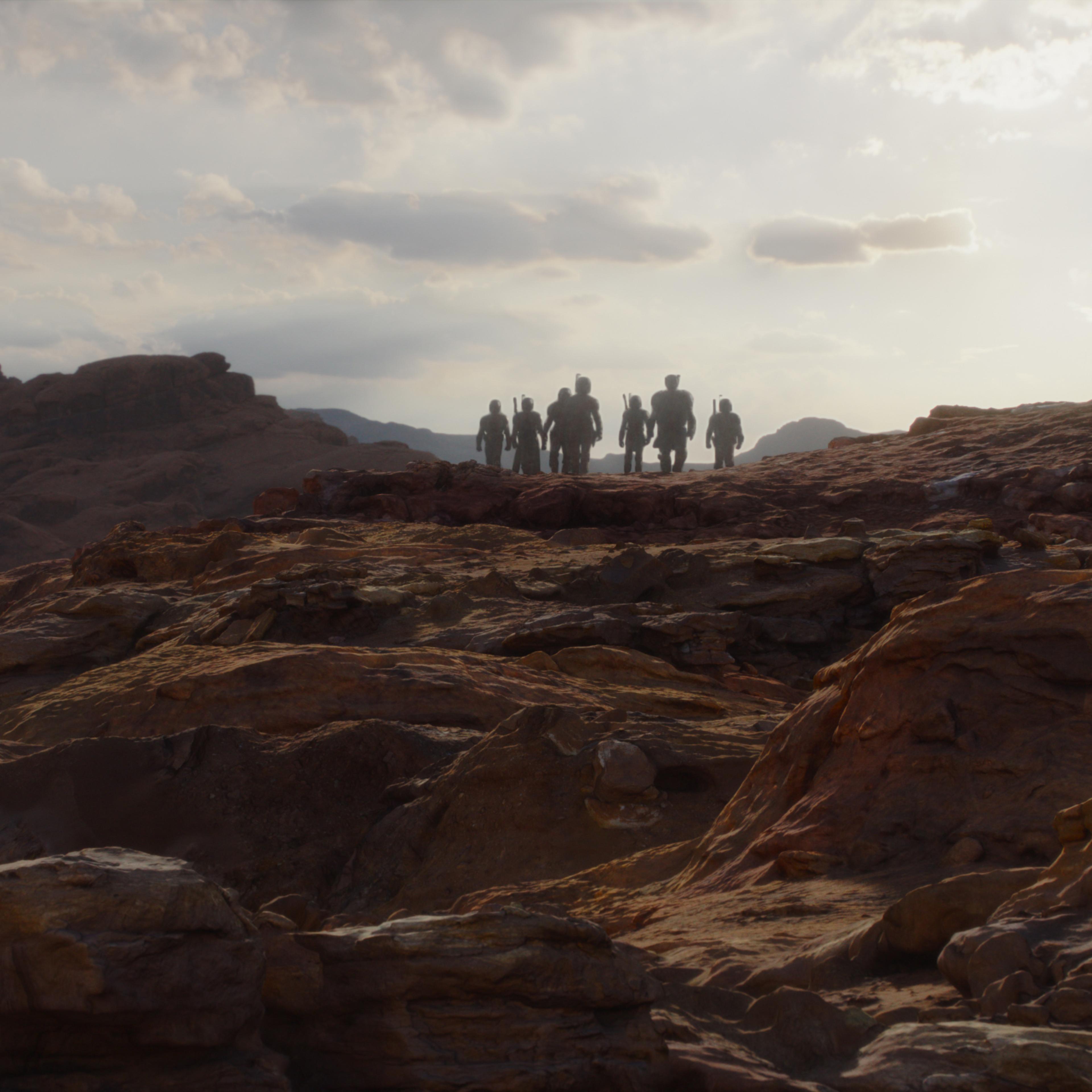 Mandalorians in a scene from 'The Mandalorian' season 3