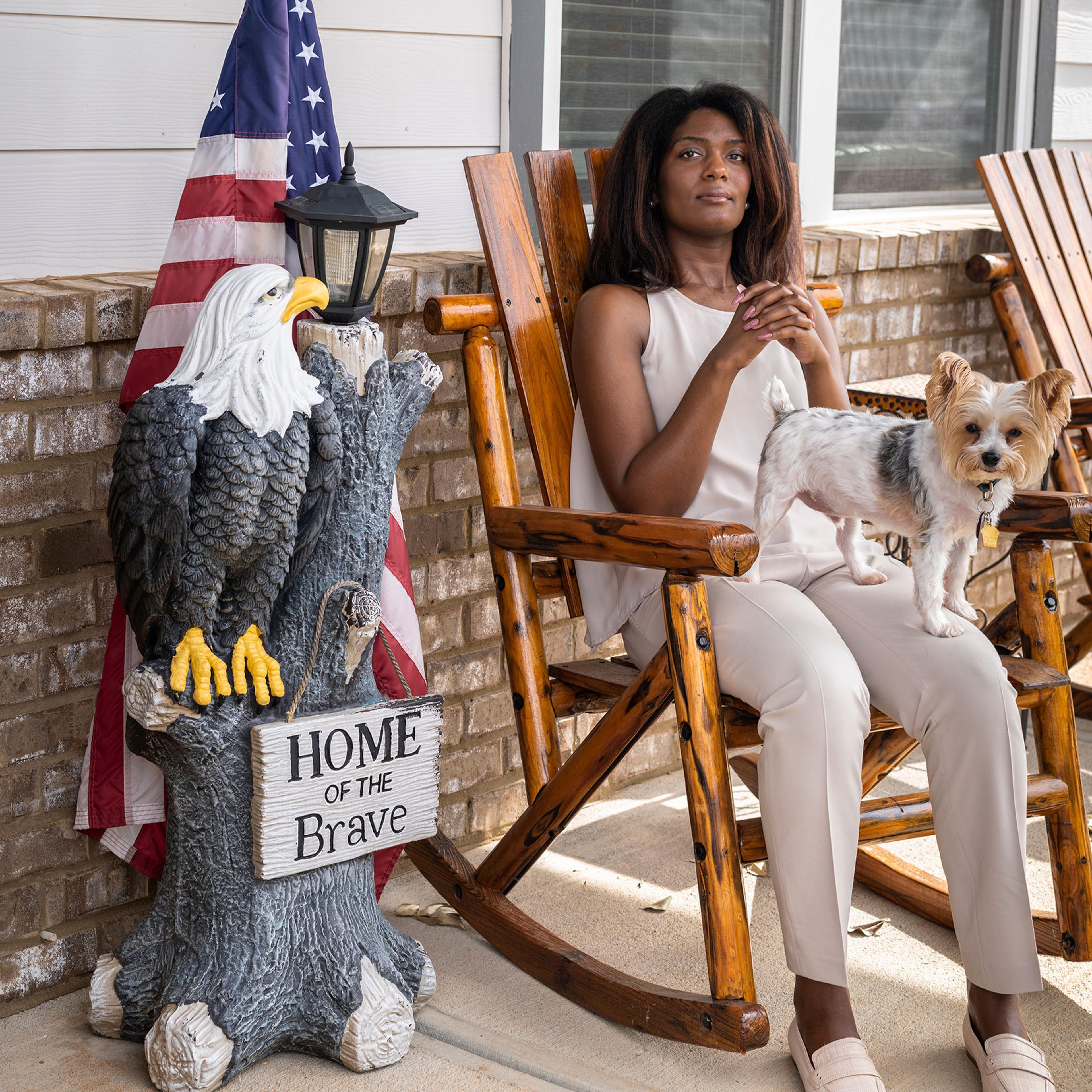 Jennifer Jones, whose voter registration was challenged, poses for a portrait at home in Fairburn, Ga. on Nov. 5.
