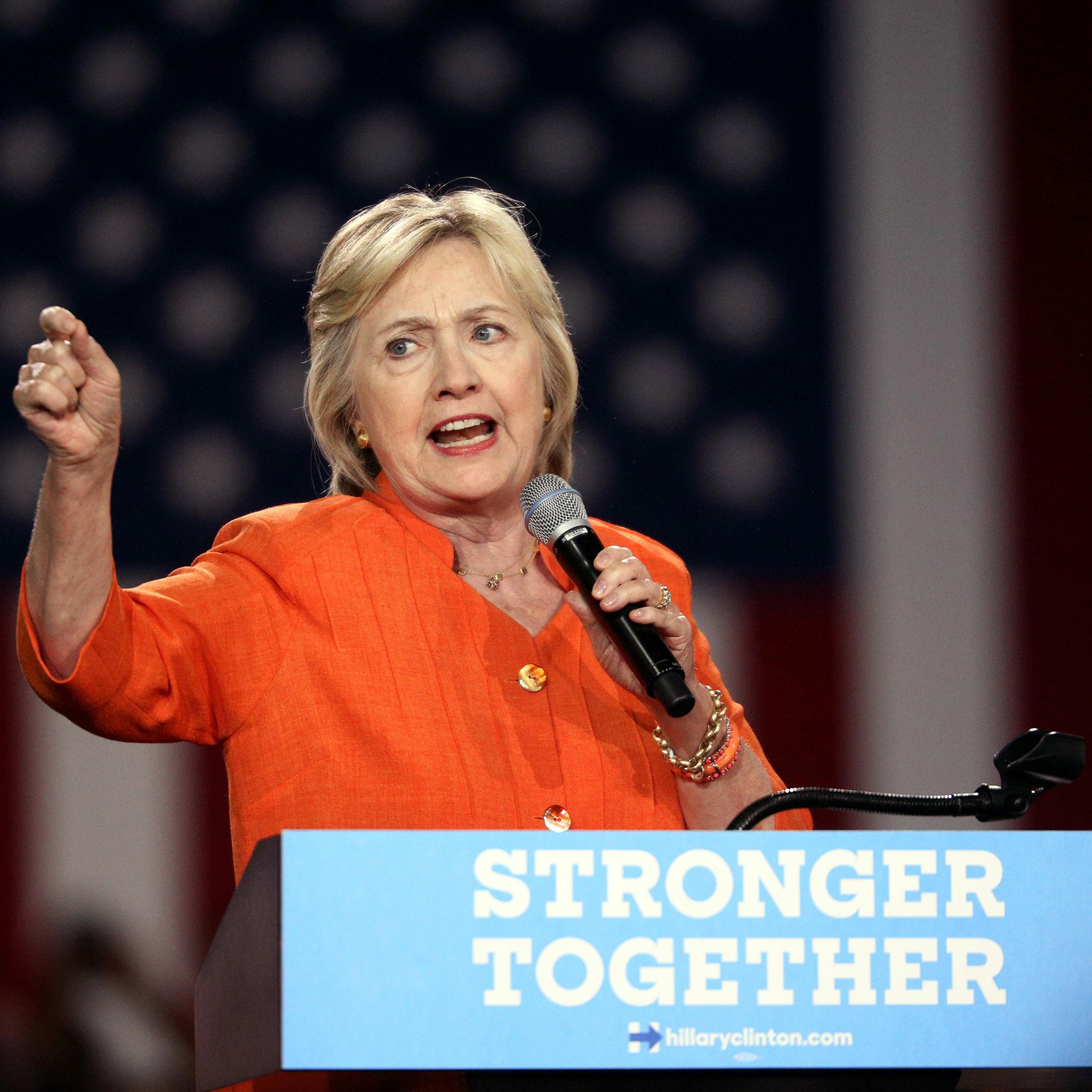 Hillary Clinton addresses supporters during a rally at the Osceola Heritage Park in Kissimmee, Fla., on Aug. 8, 2016.