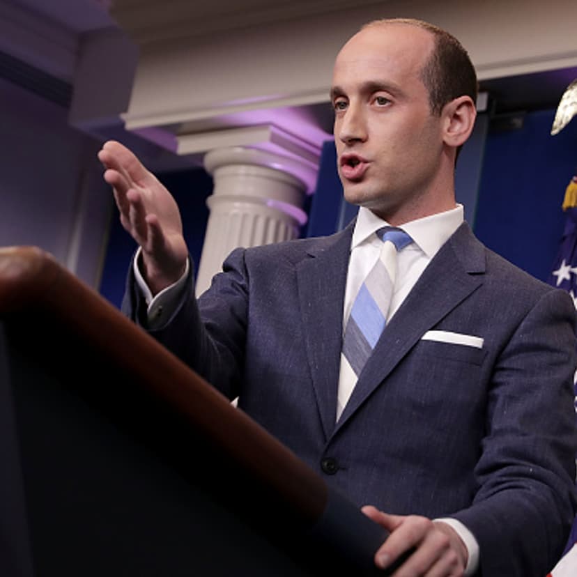 Senior Advisor to the President for Policy Stephen Miller talks to reporters about President Donald Trump's support for creating a 'merit-based immigration system' in the James Brady Press Briefing Room at the White House August 2, 2017 in Washington, DC
