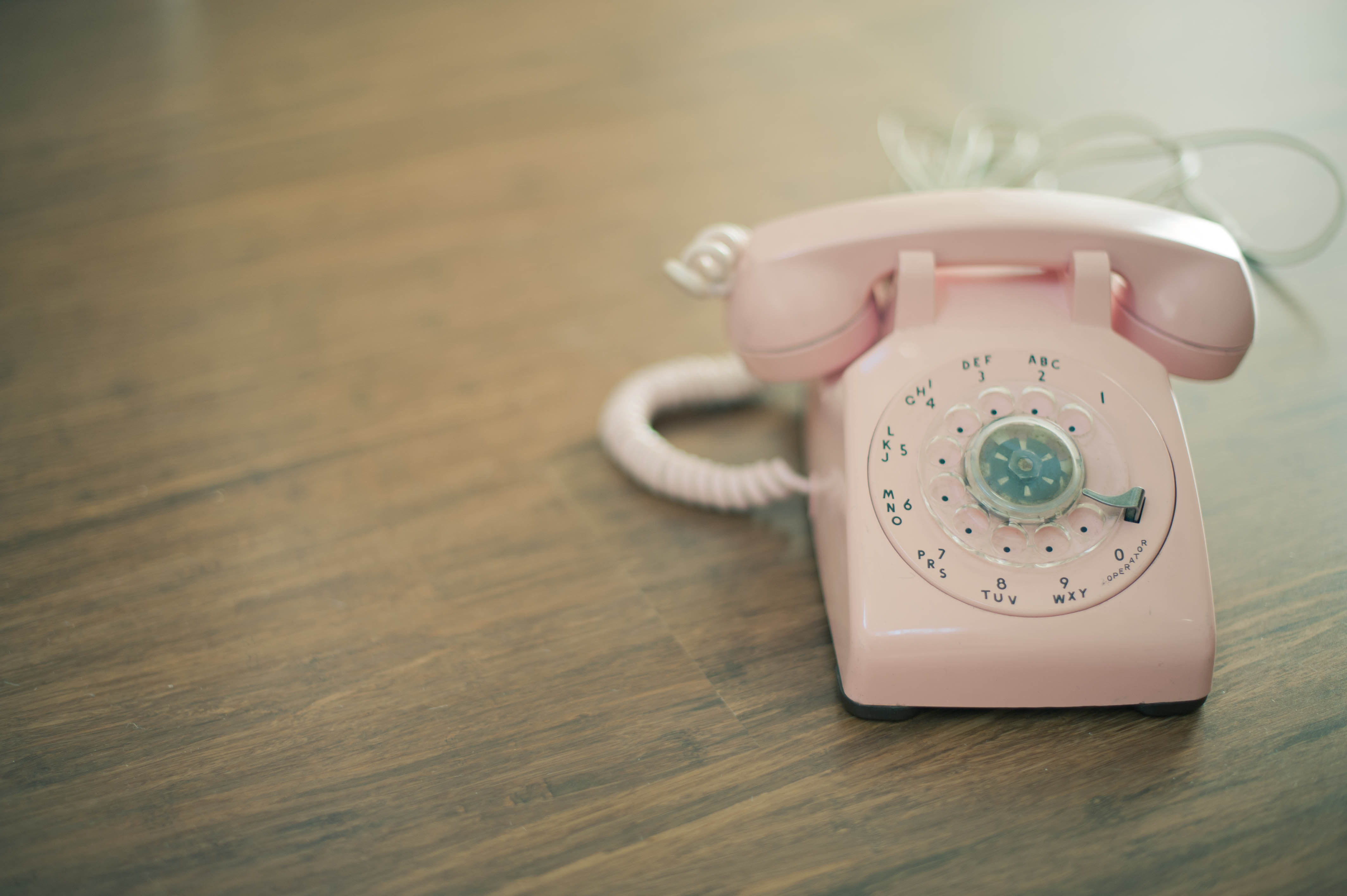 pink rotary telephone