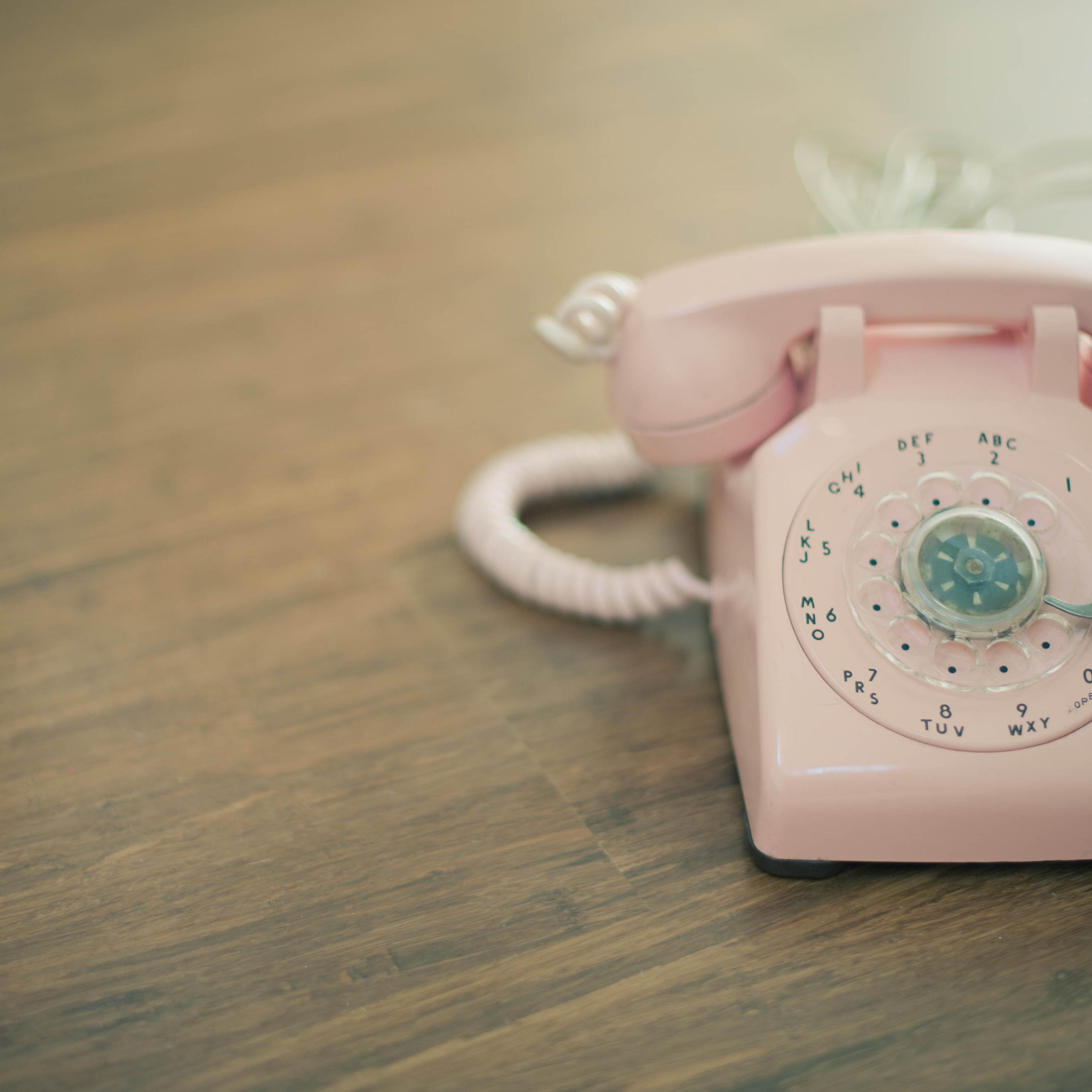 pink rotary telephone