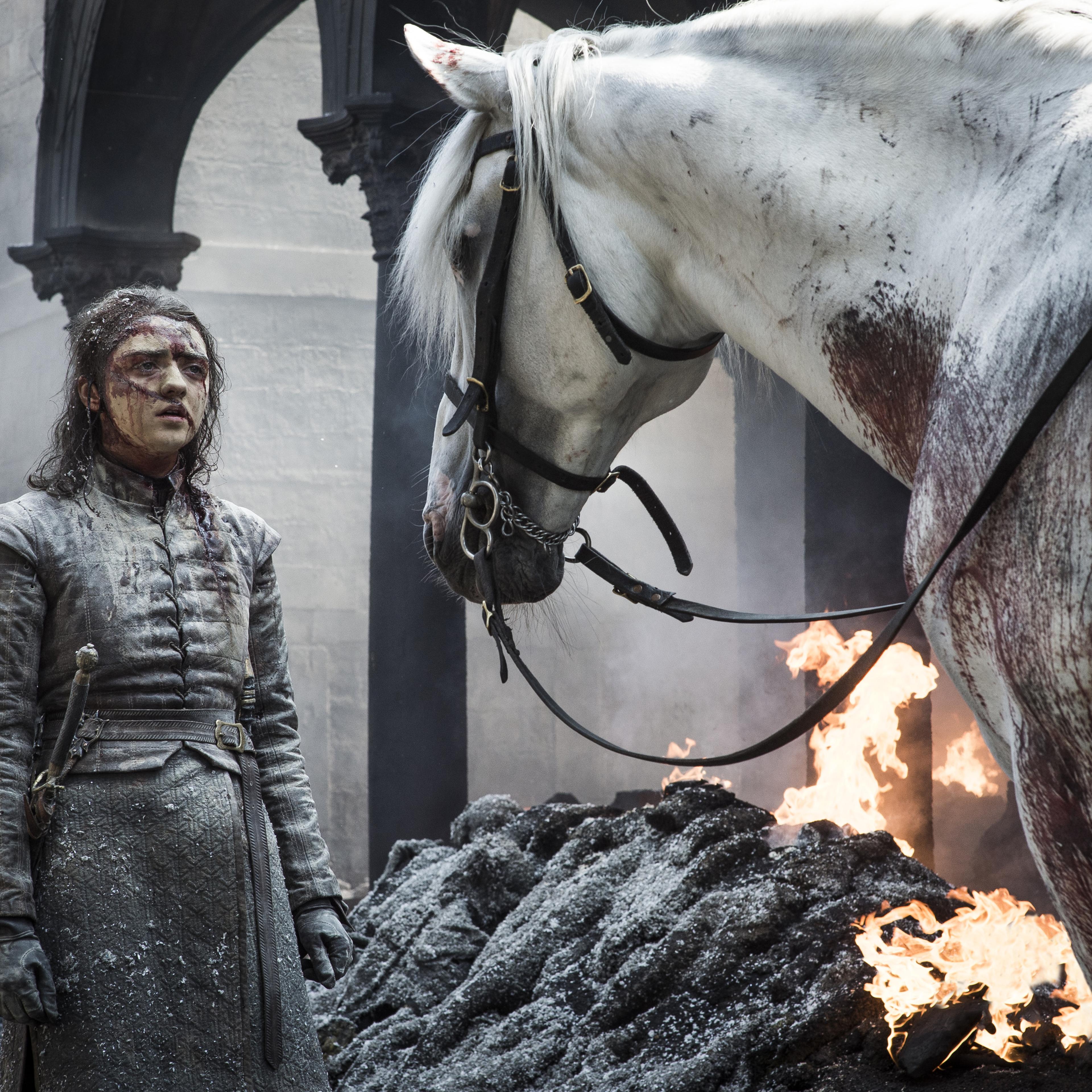 A pale white horse shows up for Arya Stark in Game of Thrones' The Bells
