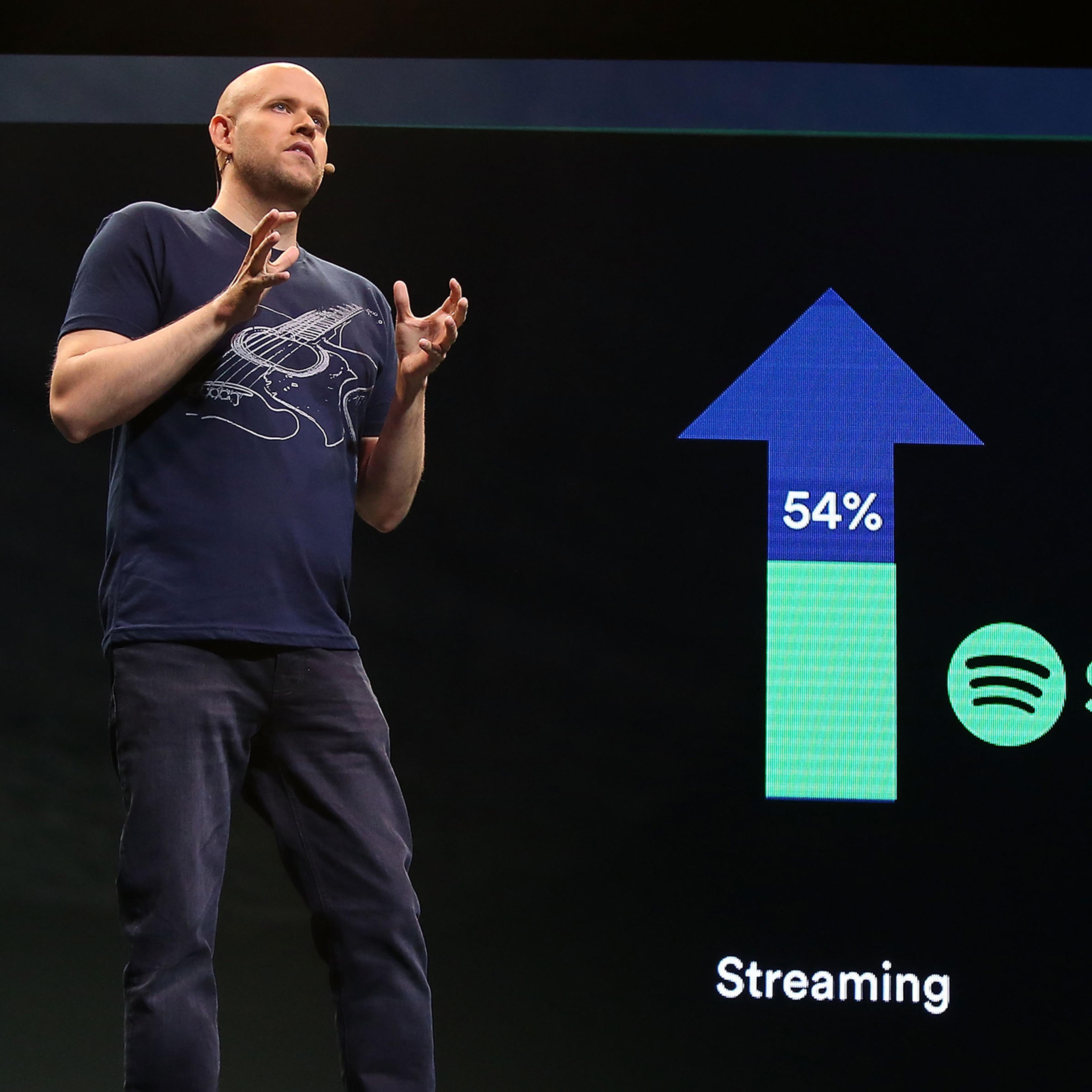 Spotify founder Daniel Ek speaks during the Spotify New Platform Launch at S.I.R. Studios on May 20, 2015 in New York City.
