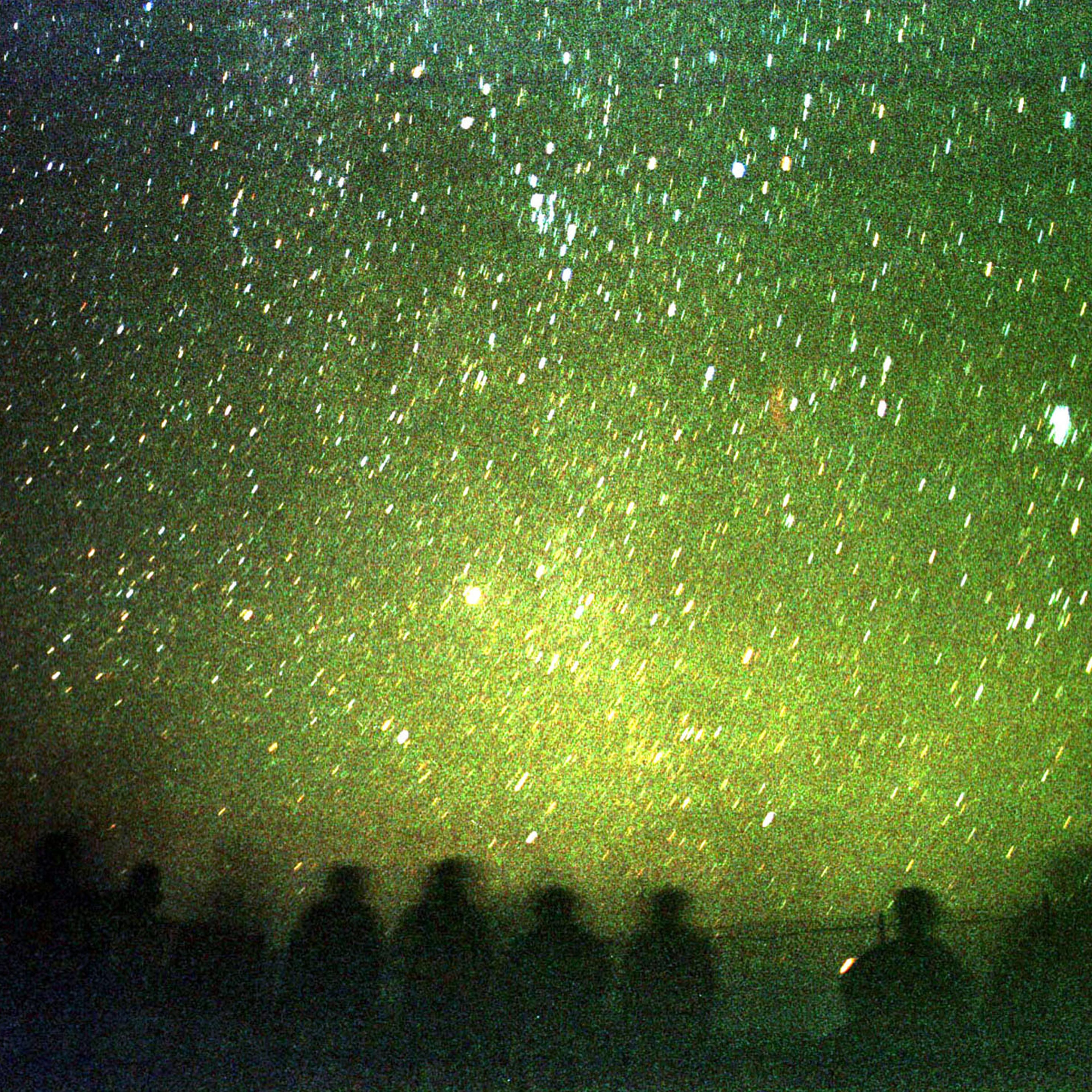 Perseid meteors above the al-Azraq desert, 70 km (45 miles) east of Amman, on Aug. 13, 2002.