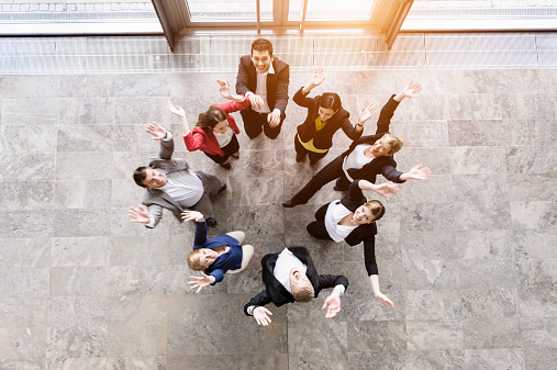 business-group-jumping