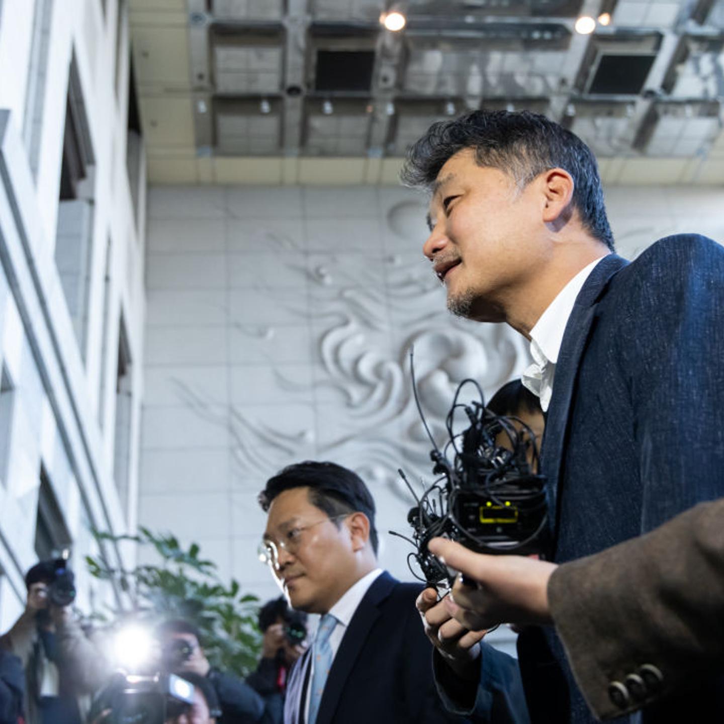 Brian Kim, founder of Kakao Corp., arrives at the Financial Supervisory Service in Seoul, South Korea, on Oct. 23, 2023.