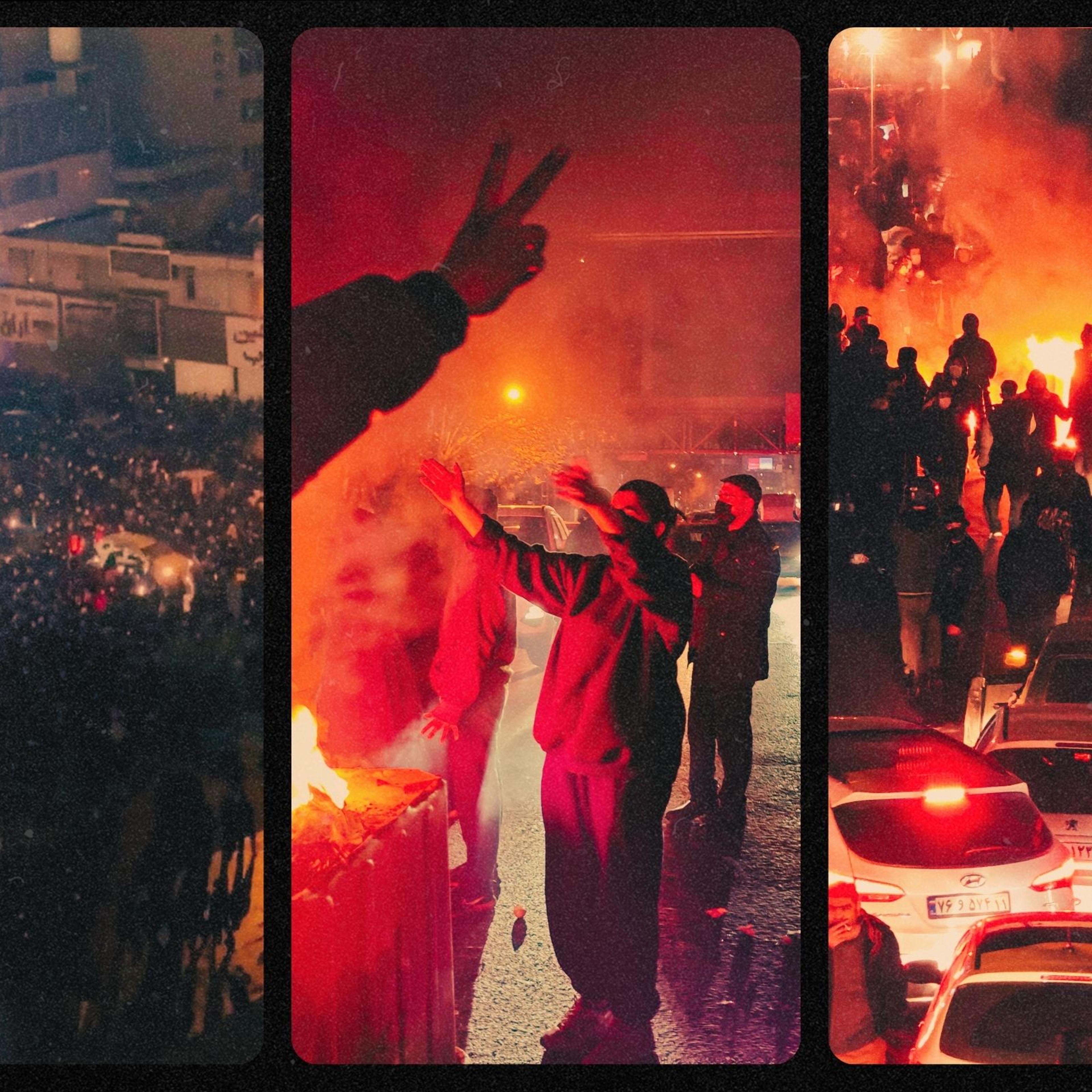 People gather on the streets amid anti-government unrest in Iran