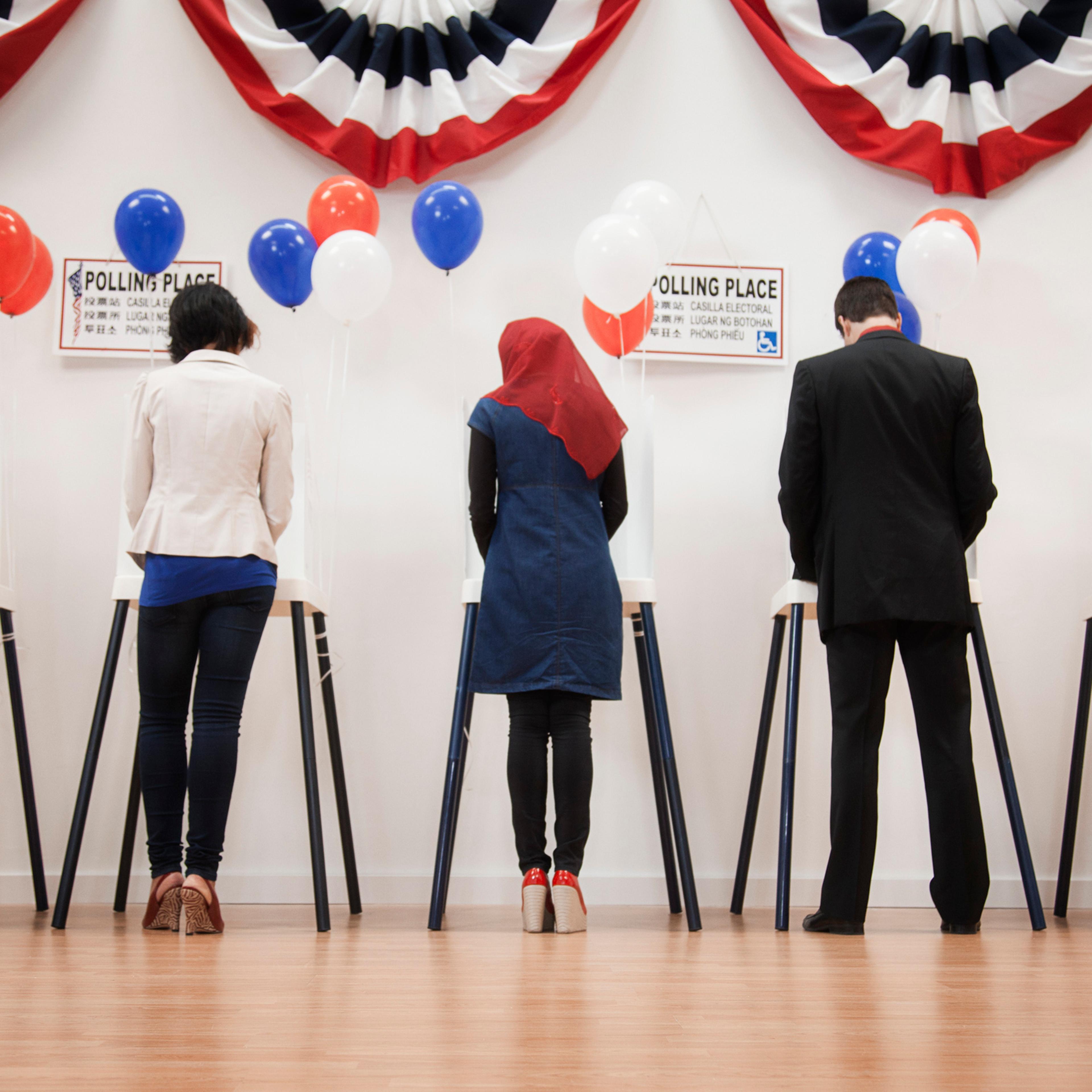 Voters voting in polling place