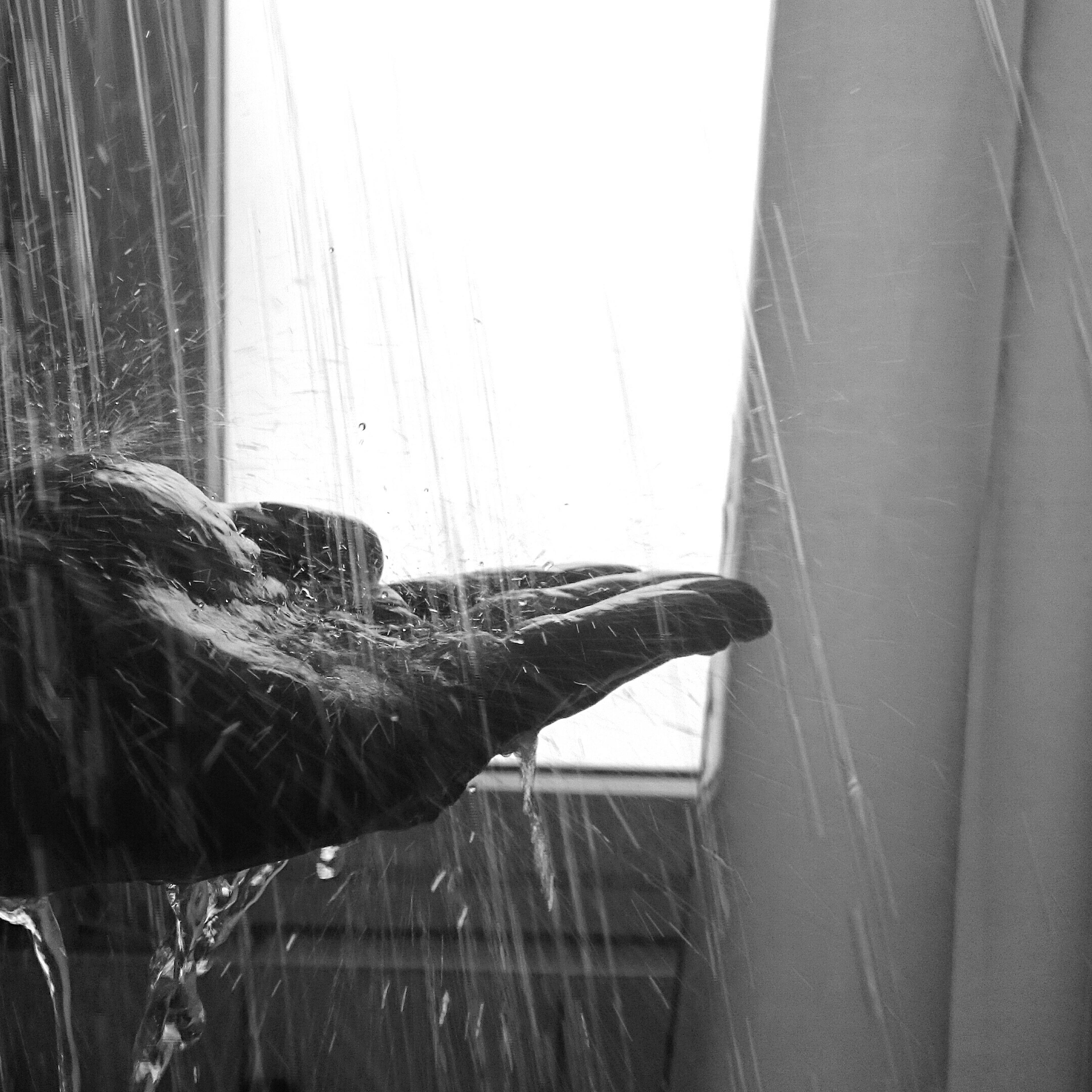 Cropped Image Of Person Hand Under Shower