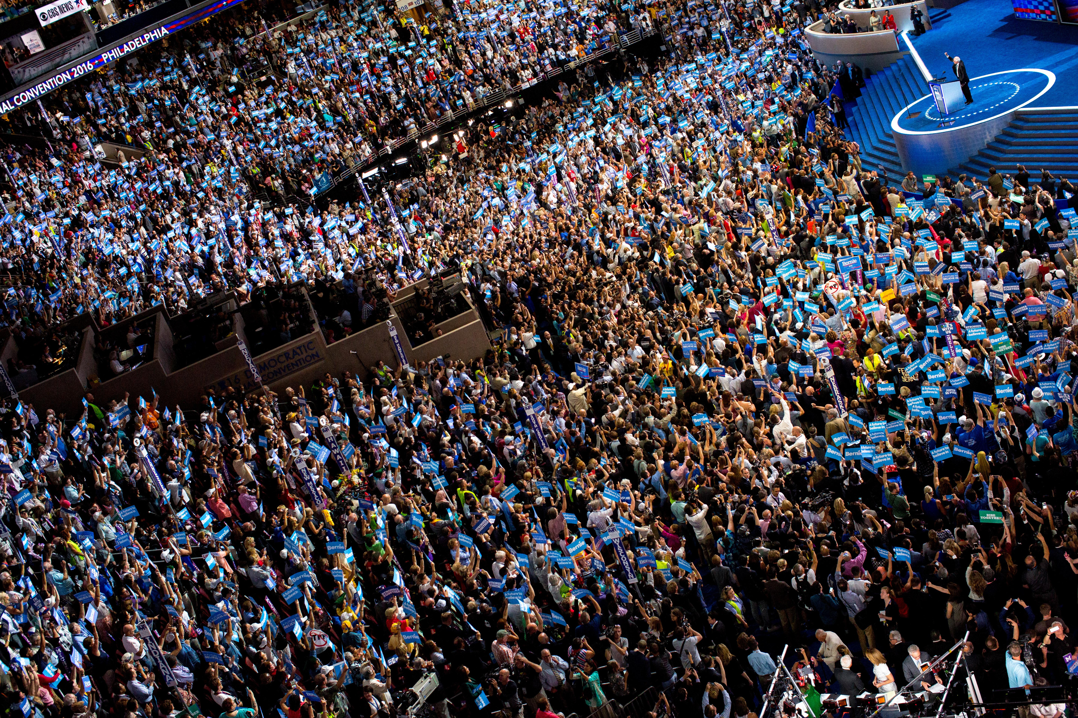 PHILADELPHIA, PA. – 07/25/2016: Senator Bernie Sanders spoke at the Democratic National Convention at the Wells Fargo Center, July 25, 2016 in Philadelphia, Pennsylvania.(Natalie Keyssar for TIME)