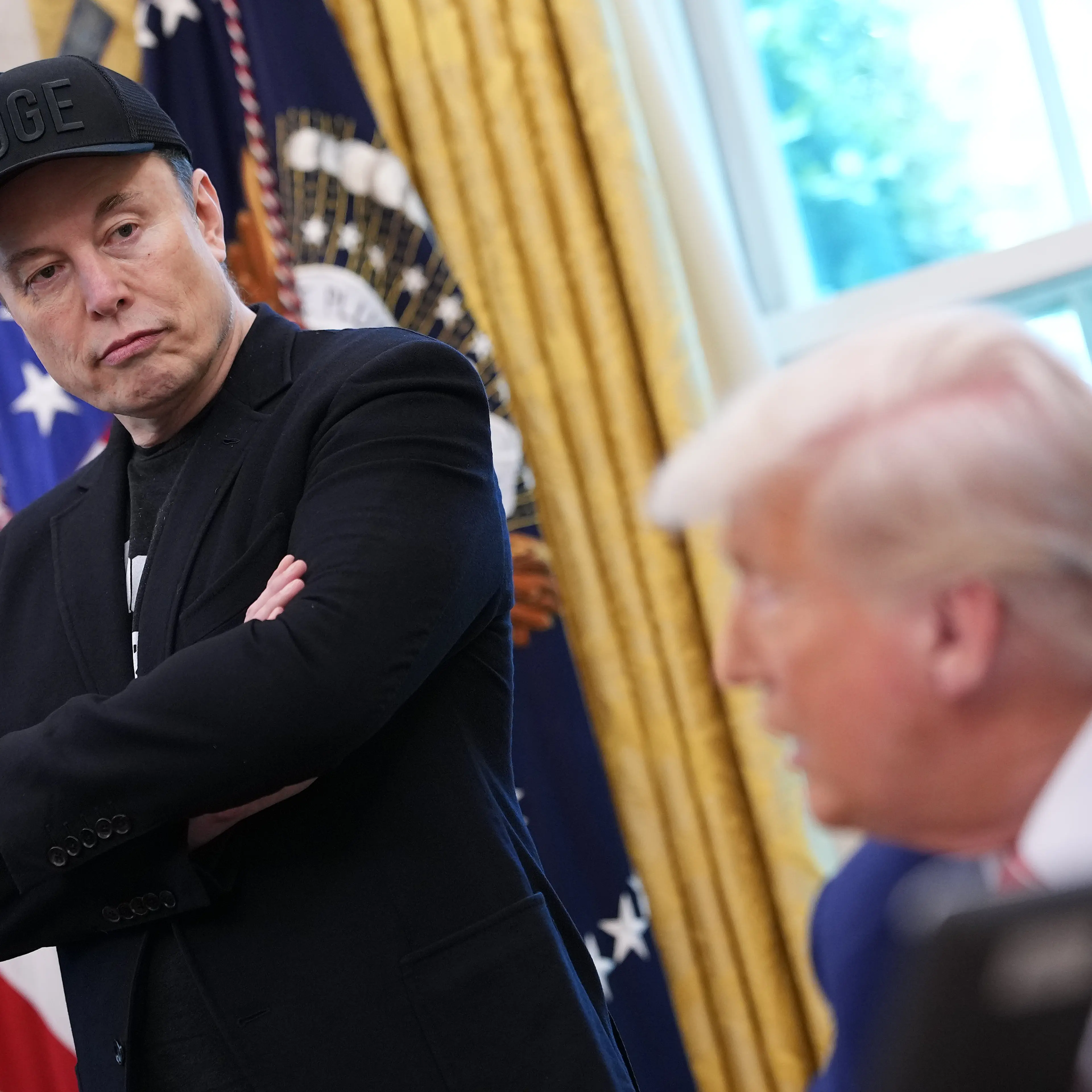 President Trump Holds Press Conference With Elon Musk in White House's Oval Office