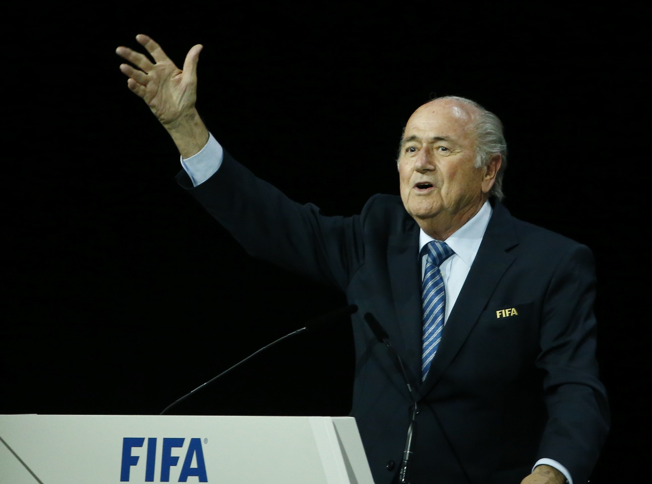 FIFA President Sepp Blatter speaks after he was re-elected at the 65th FIFA Congress in Zurich on May 29, 2015.