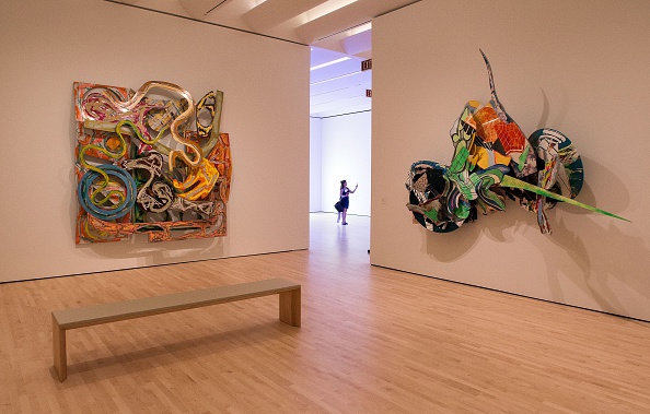 A woman takes a photo inside the San Francisco Museum of Modern Art (SFMOMA) in San Francisco, California on April 28, 2016.