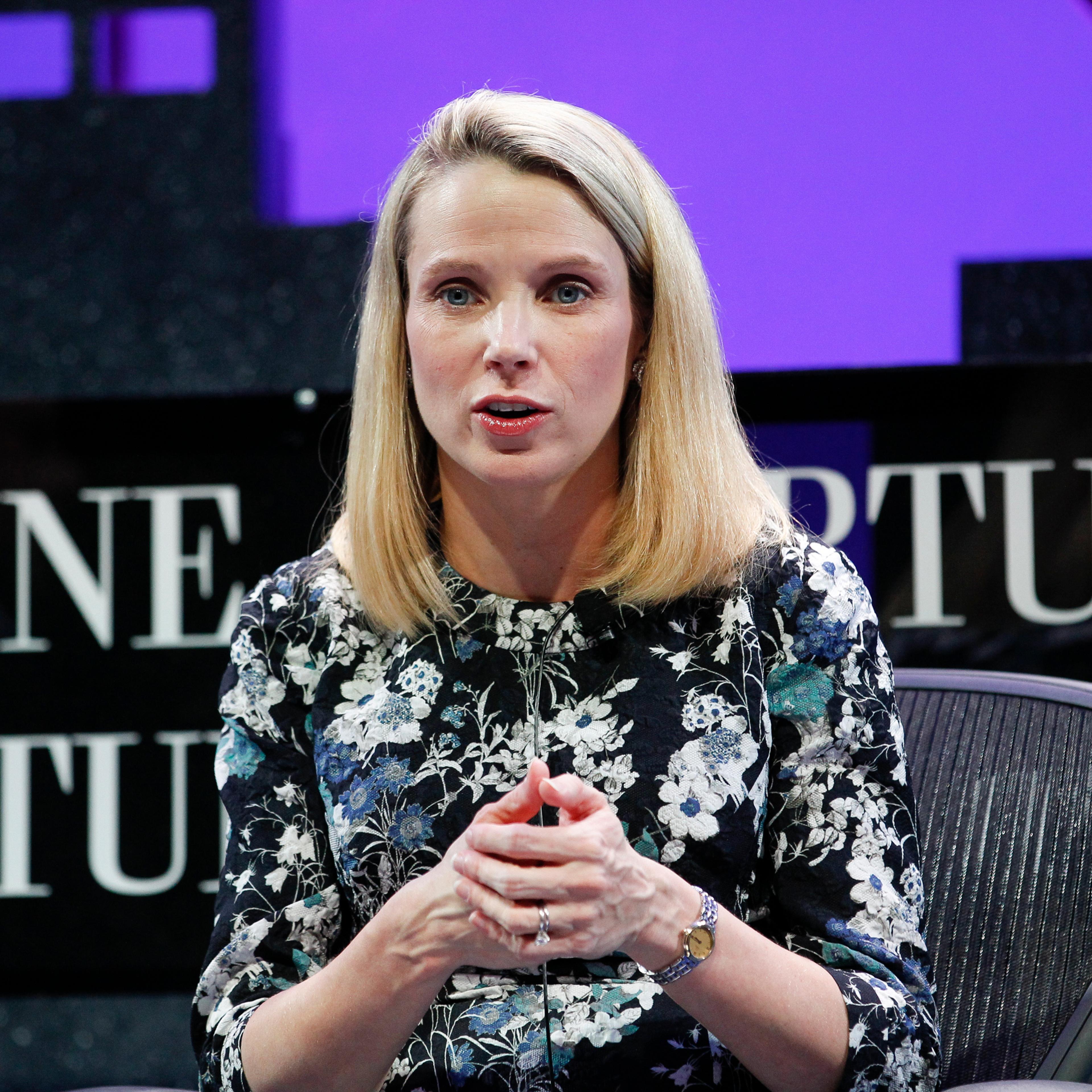 Marissa Mayer speaks during the Fortune Global Forum - Day2 at the Fairmont Hotel on Nov. 3, 2015 in San Francisco, California.