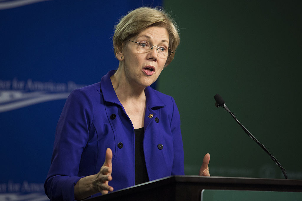 Senator Elizabeth Warren, a Democrat from Massachusetts, speaks during a U.S. Labor Department news conference at the Center for American Progress in Washington, D.C. on April 6, 2016.