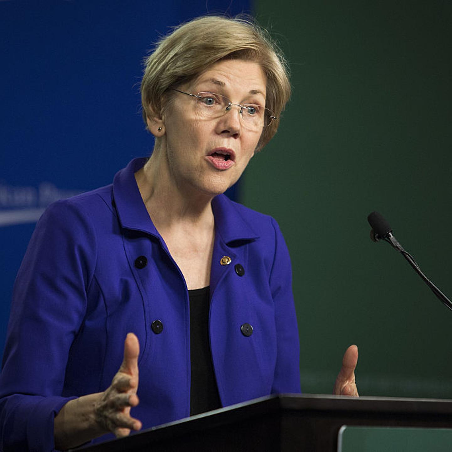 Senator Elizabeth Warren, a Democrat from Massachusetts, speaks during a U.S. Labor Department news conference at the Center for American Progress in Washington, D.C. on April 6, 2016.