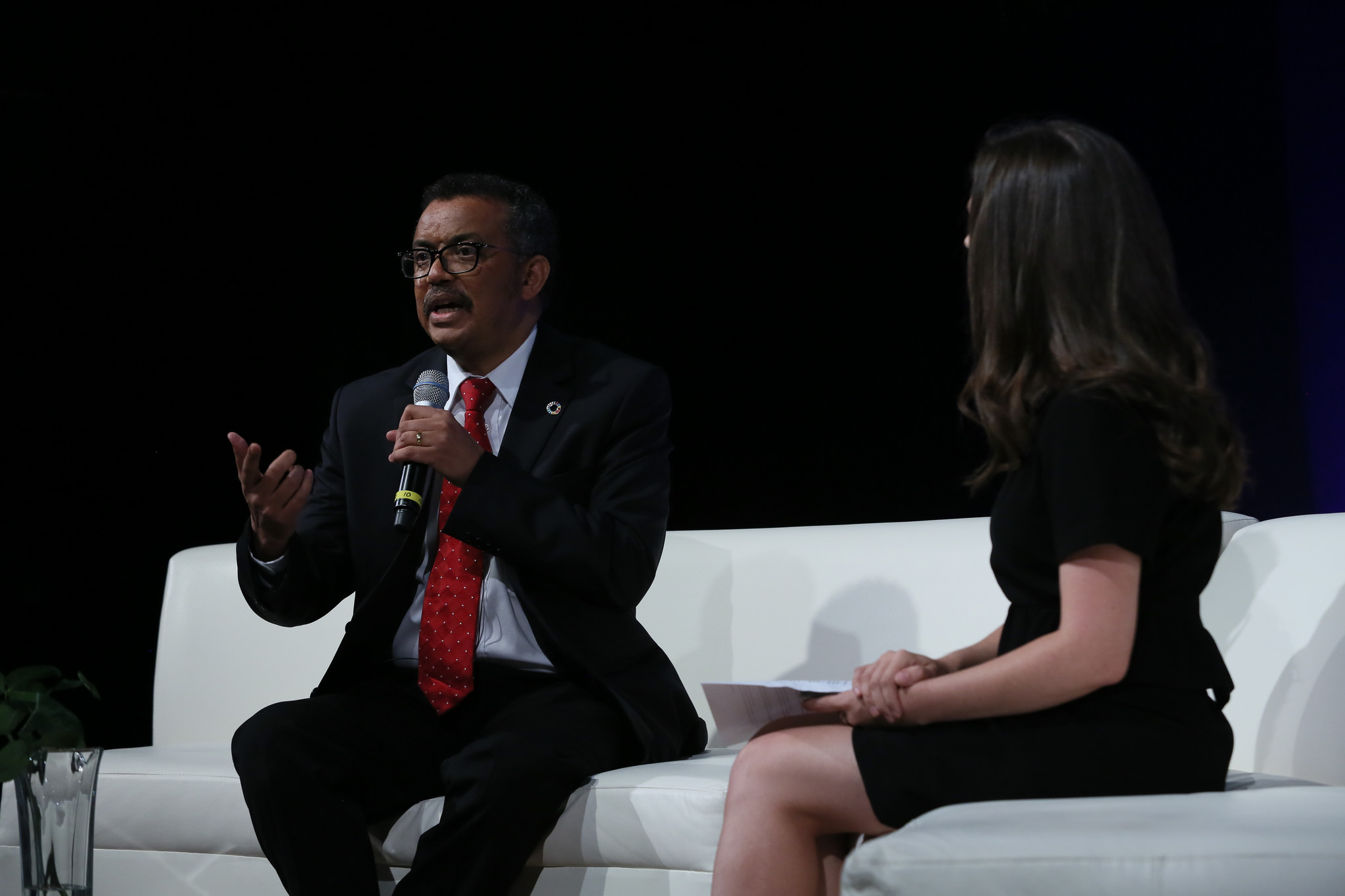 Dr. Tedros Adhanom Ghebreyesus, the director general of the World Health Organization (WHO), discusses universal health coverage at the Social Good Summit in New York City on Sept. 17.