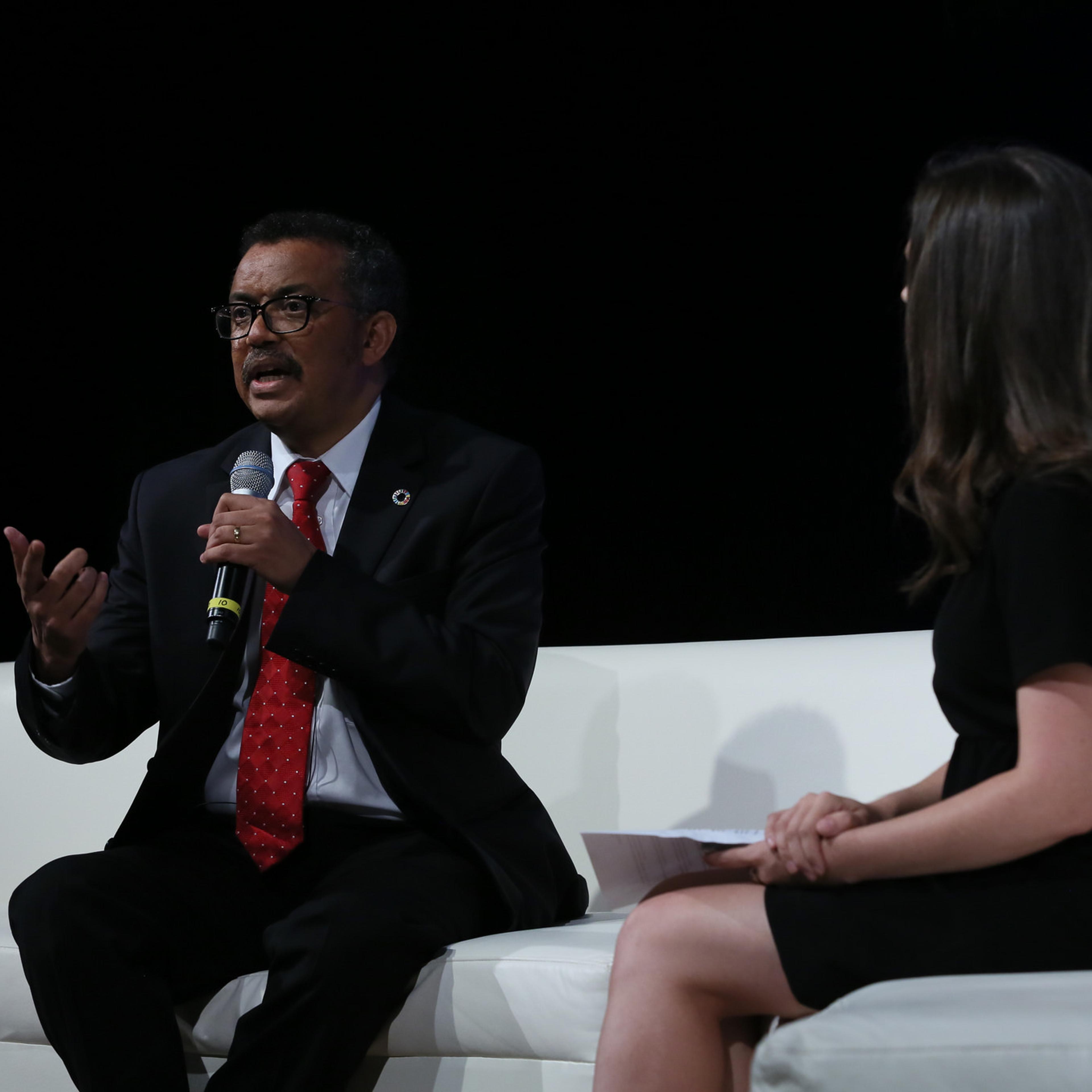 Dr. Tedros Adhanom Ghebreyesus, the director general of the World Health Organization (WHO), discusses universal health coverage at the Social Good Summit in New York City on Sept. 17.