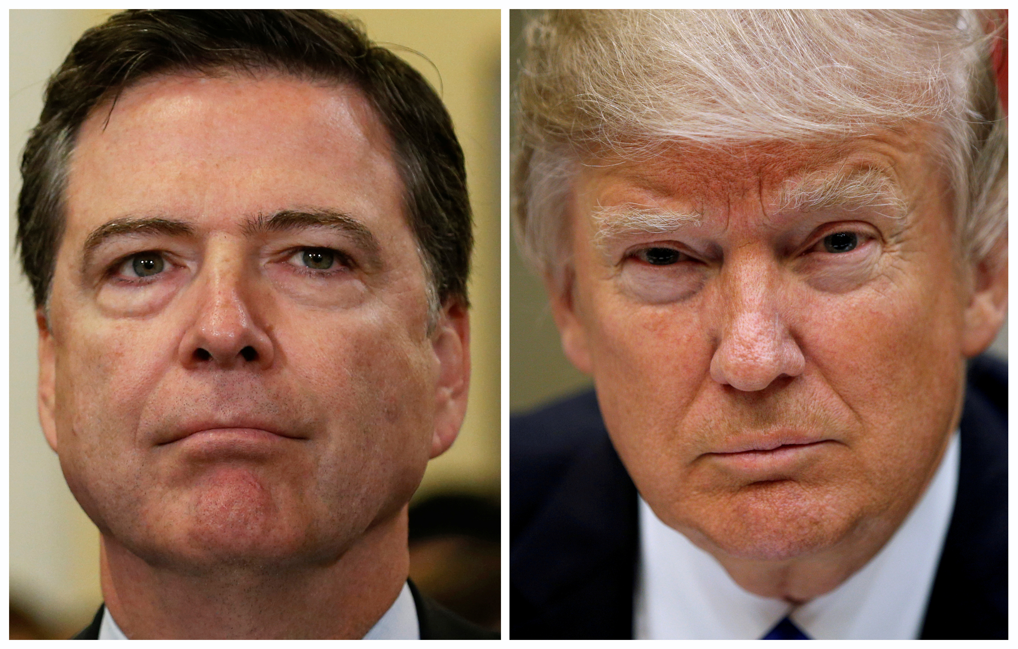 FILE PHOTO: A combination photo shows FBI Director James Comey and U.S. President Donald Trump