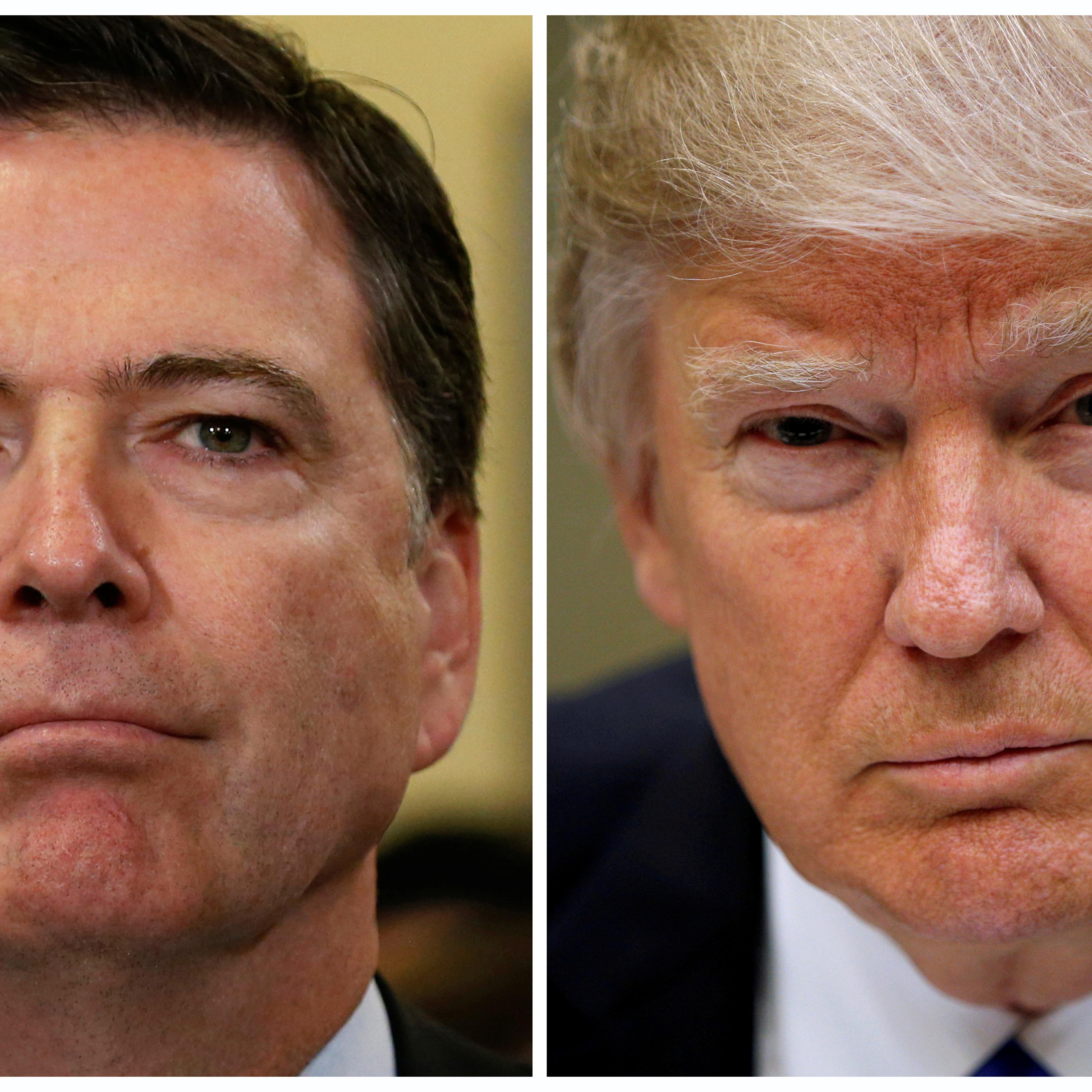 FILE PHOTO: A combination photo shows FBI Director James Comey and U.S. President Donald Trump