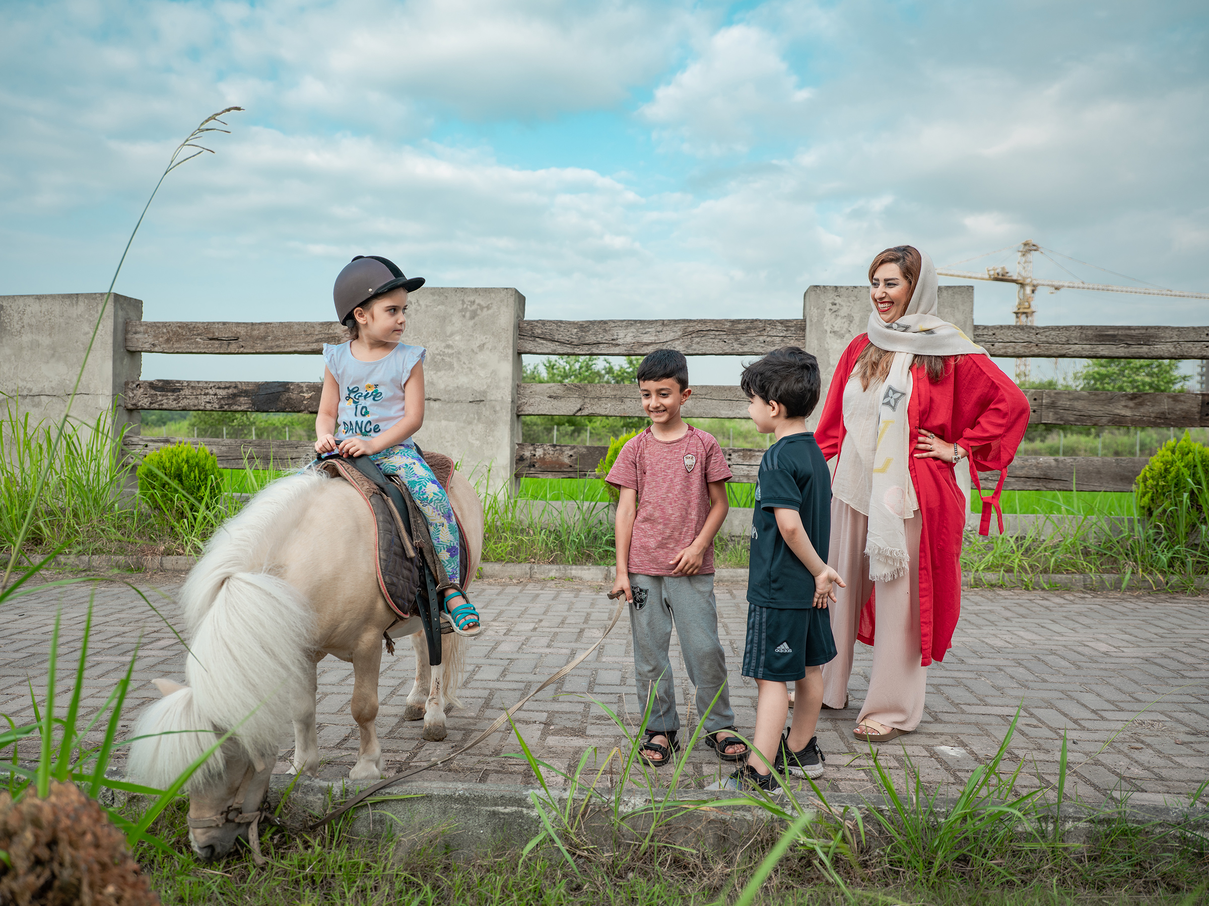 An Iranian girl rides on a young Caspian horse in Dashte-Noor, a private village near the Caspian sea in Iran, on June 18, 2020.
