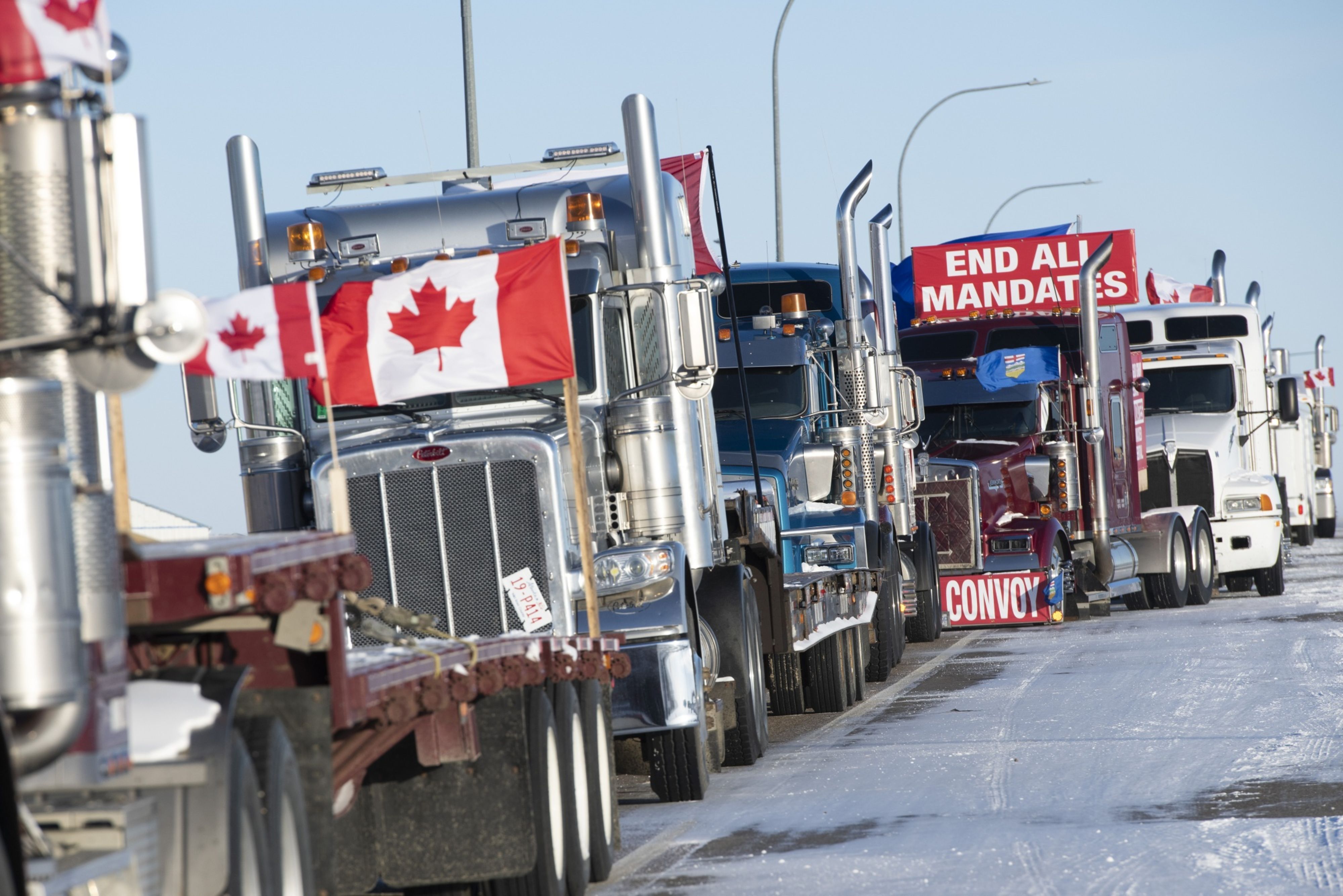 Demonstrators Block U.S.-Canada Border To Protest Vaccination Mandates