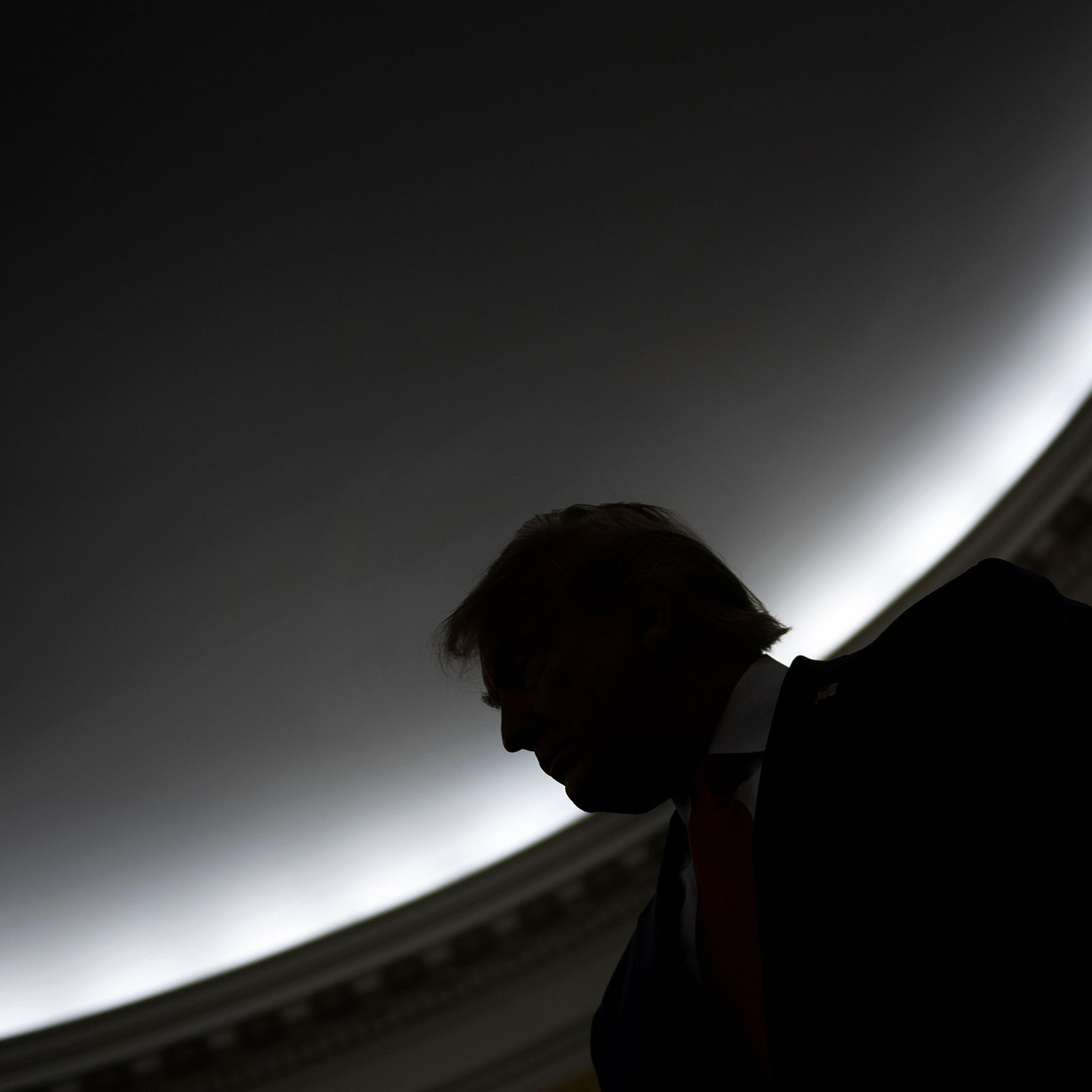 President Donald Trump is seen during a Medal of Freedom ceremony for Lou Holtz in the Oval Office of the White House House on Dec. 3, 2020, in Washington.