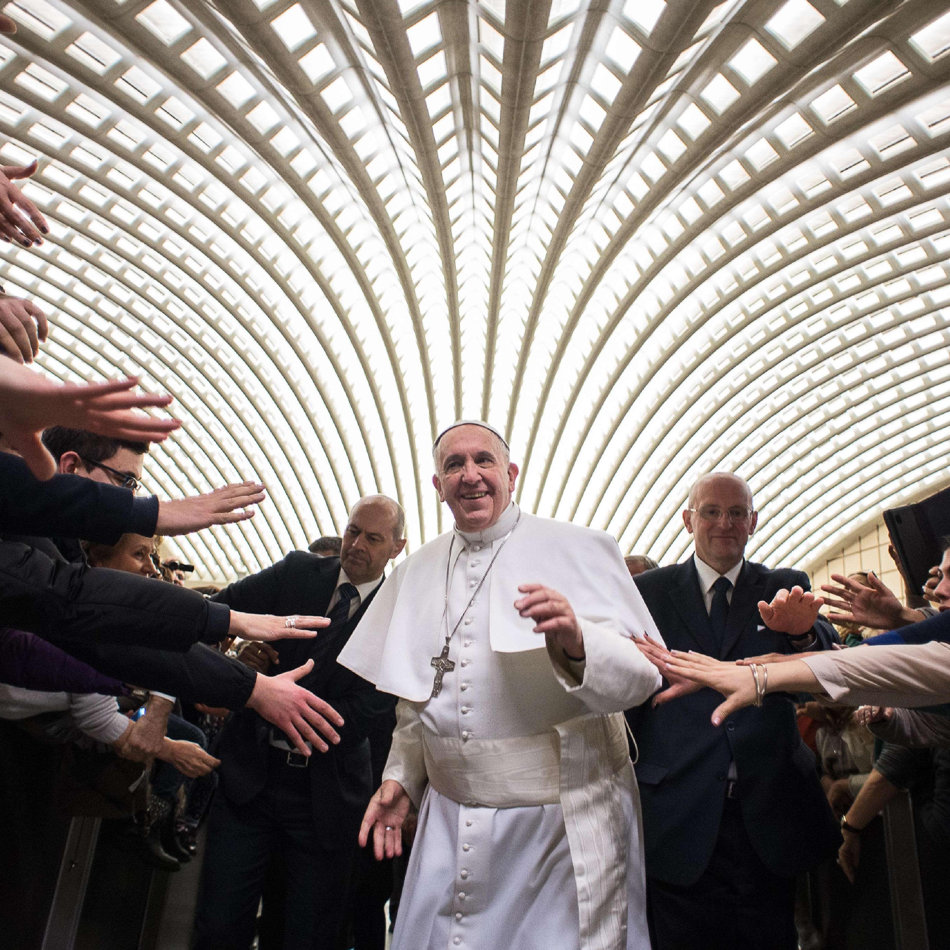 Pope Francis attends a special audience for the Cassano allo Jonio diocese at the Vatican on Feb.21, 2015.