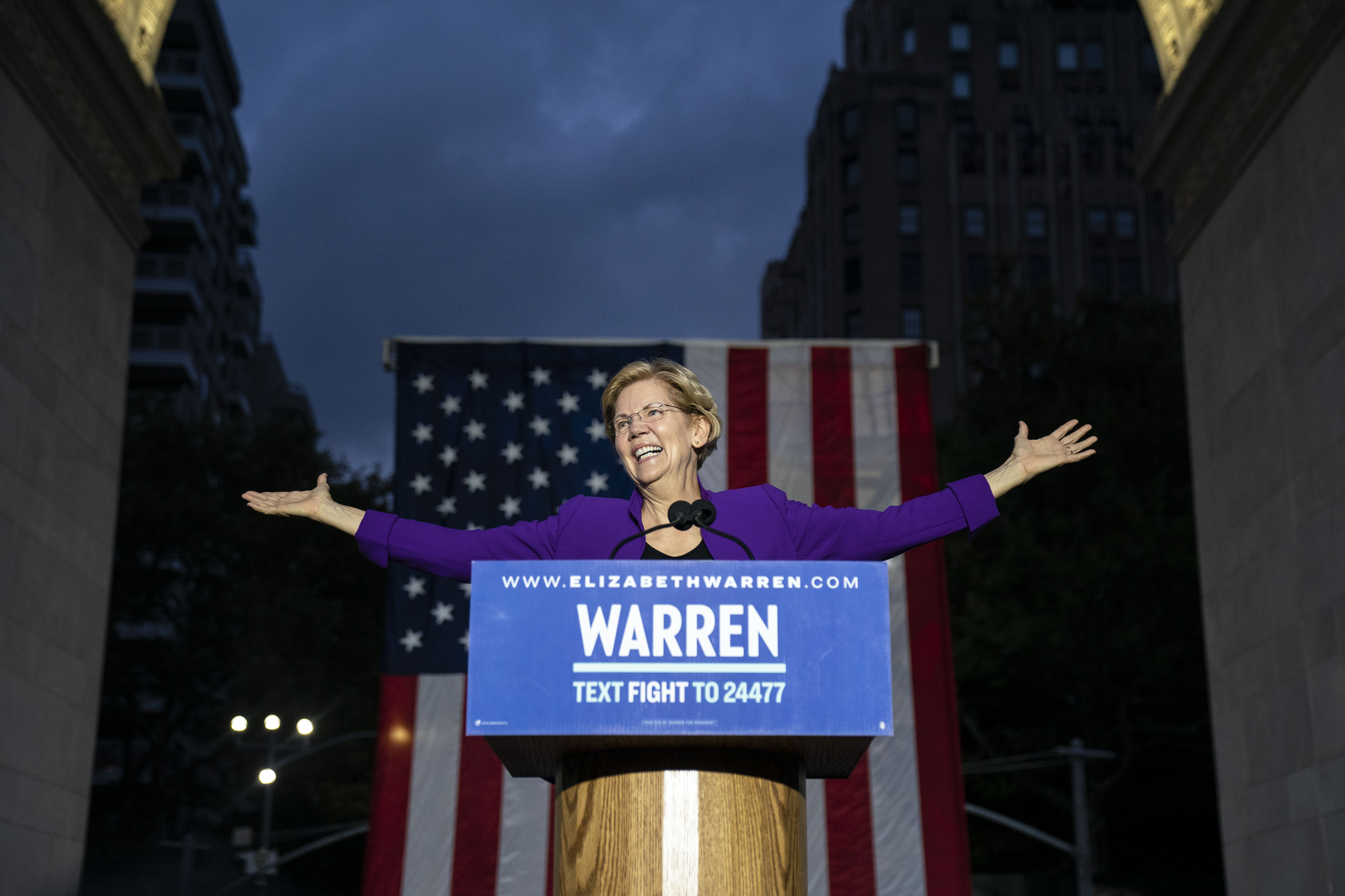 Elizabeth Warren Delivers Campaign Speech in NYC's Washington Square Park