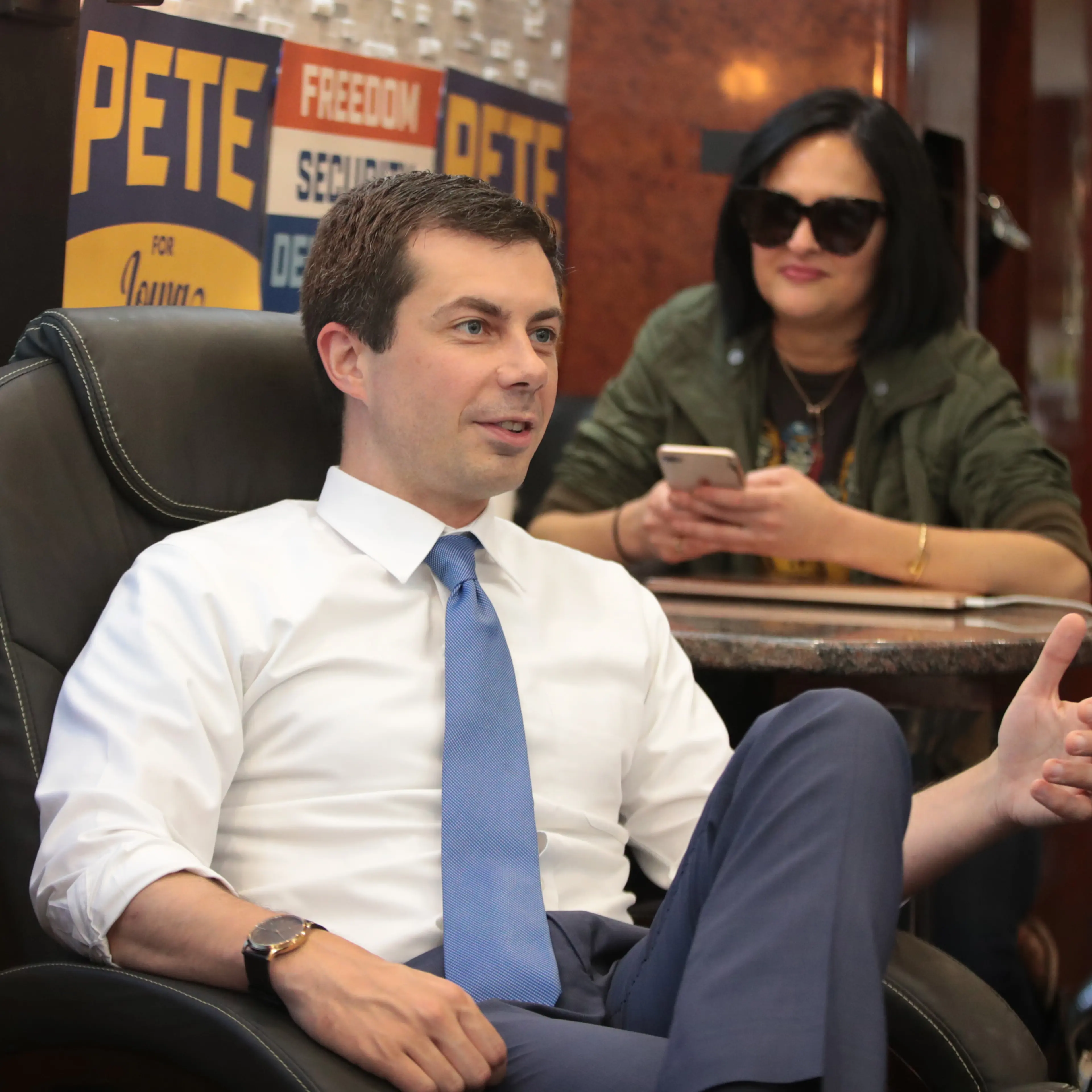 Democratic Presidential Candidate Pete Buttigieg Goes On Four Day Bus Campaign Swing Through Iowa