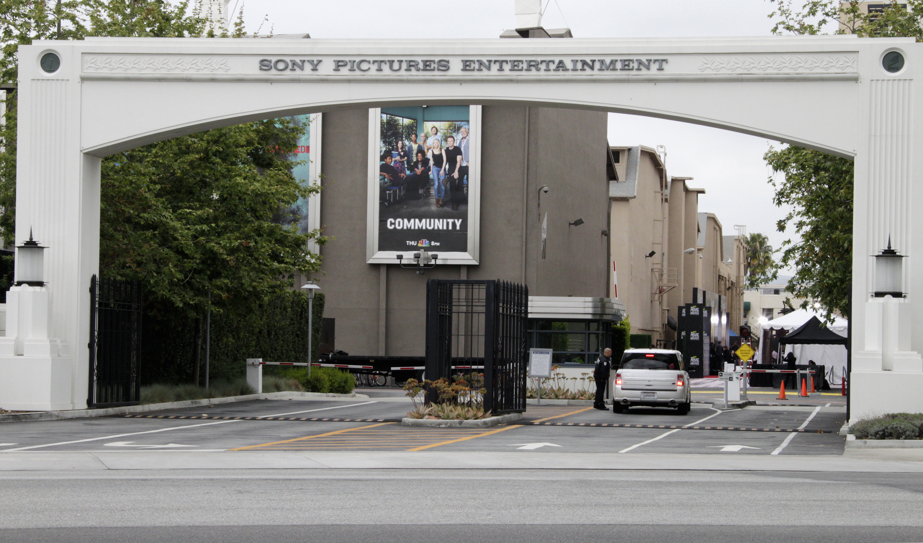 An entrance gate to Sony Pictures Entertainment at the Sony Pictures lot is pictured in Culver City