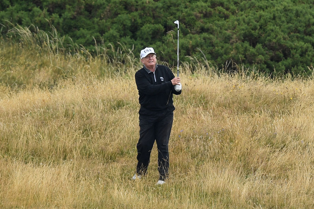 President Trump plays golf in Scotland