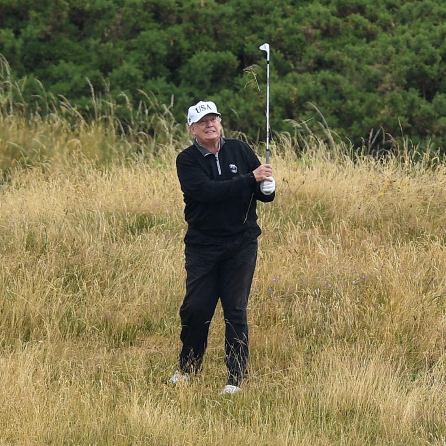 President Trump plays golf in Scotland