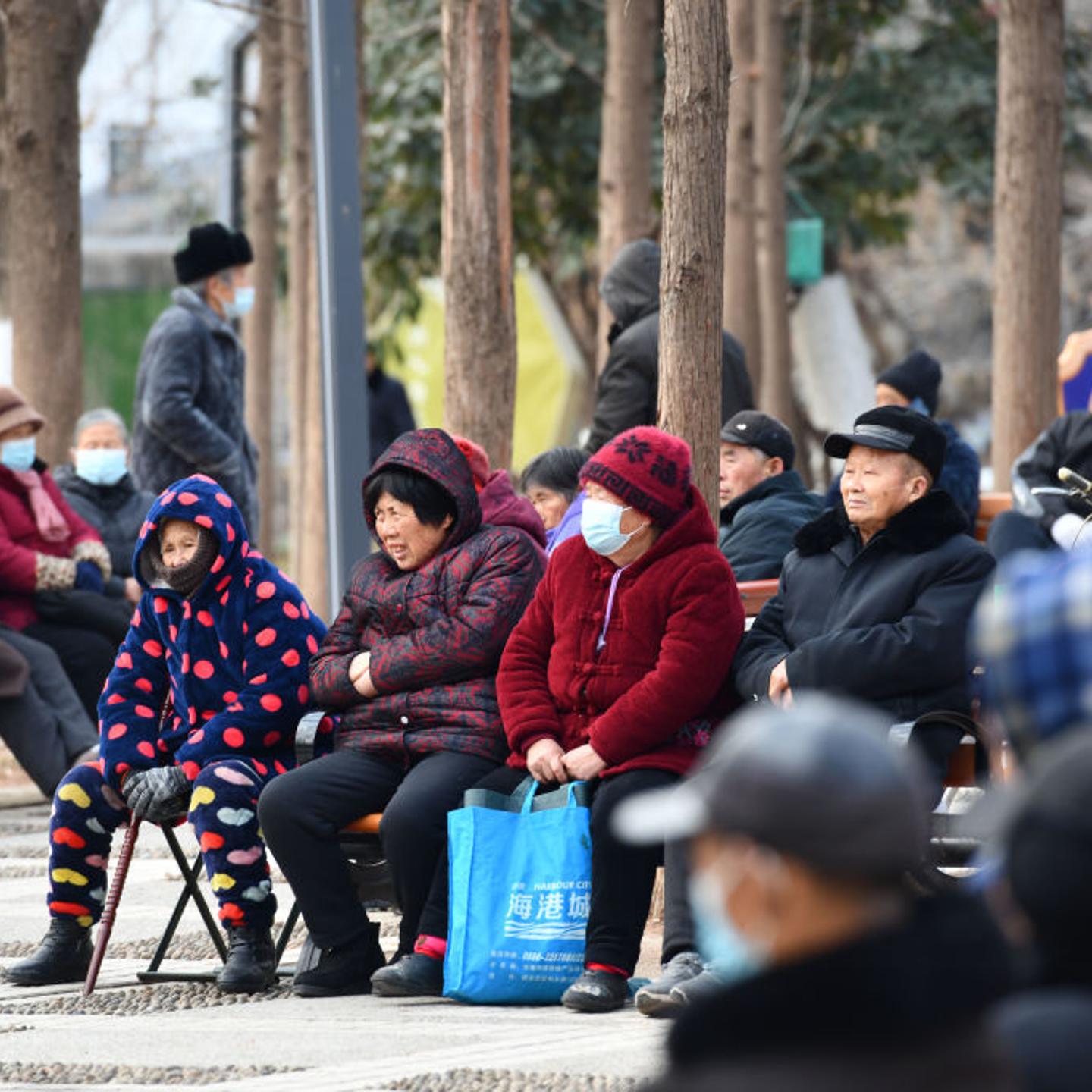 Elderly people are relaxing at a park in Fuyang, China, on Jan. 15, 2024.