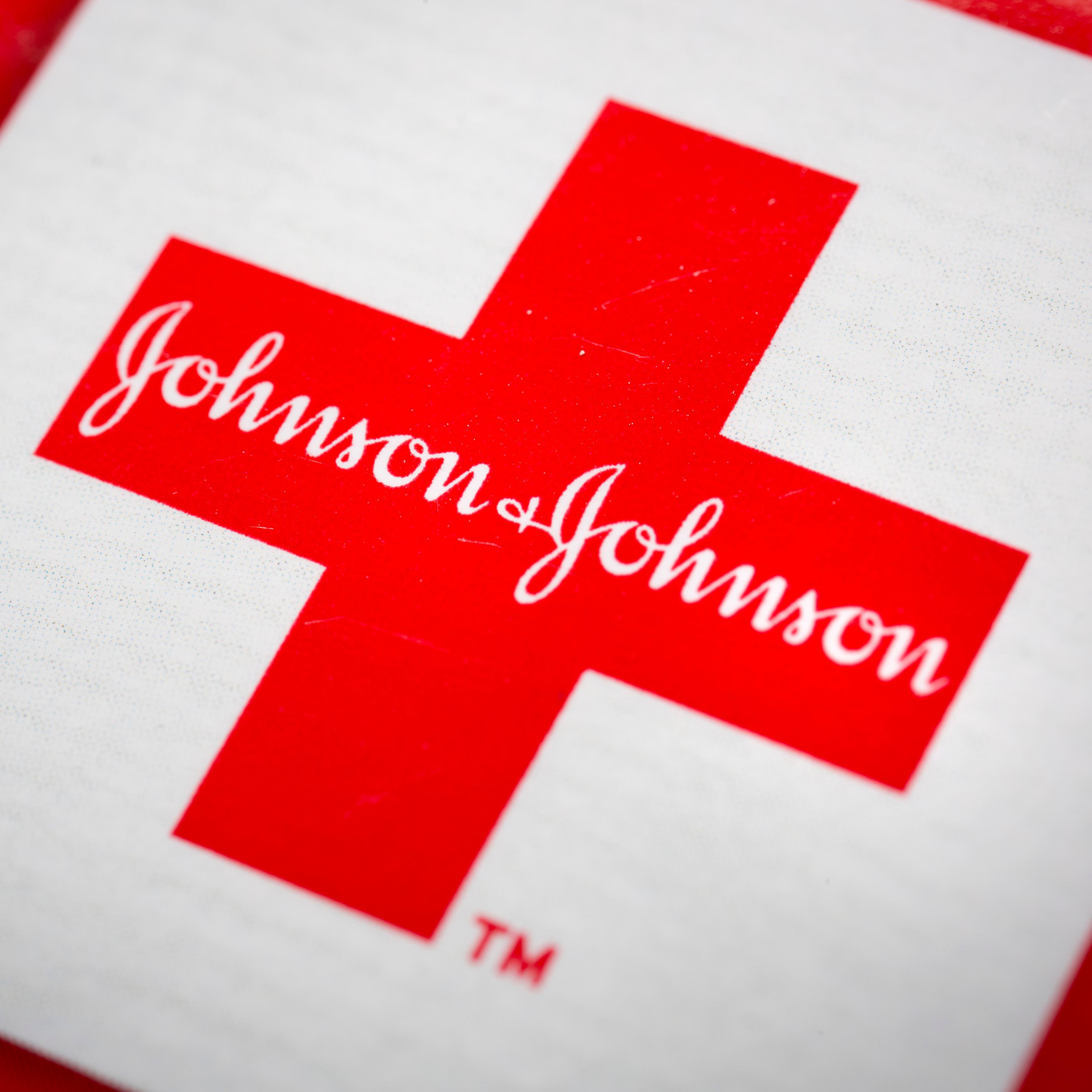 The Johnson & Johnson logo is arranged for a photograph in New York on April 15, 2013.