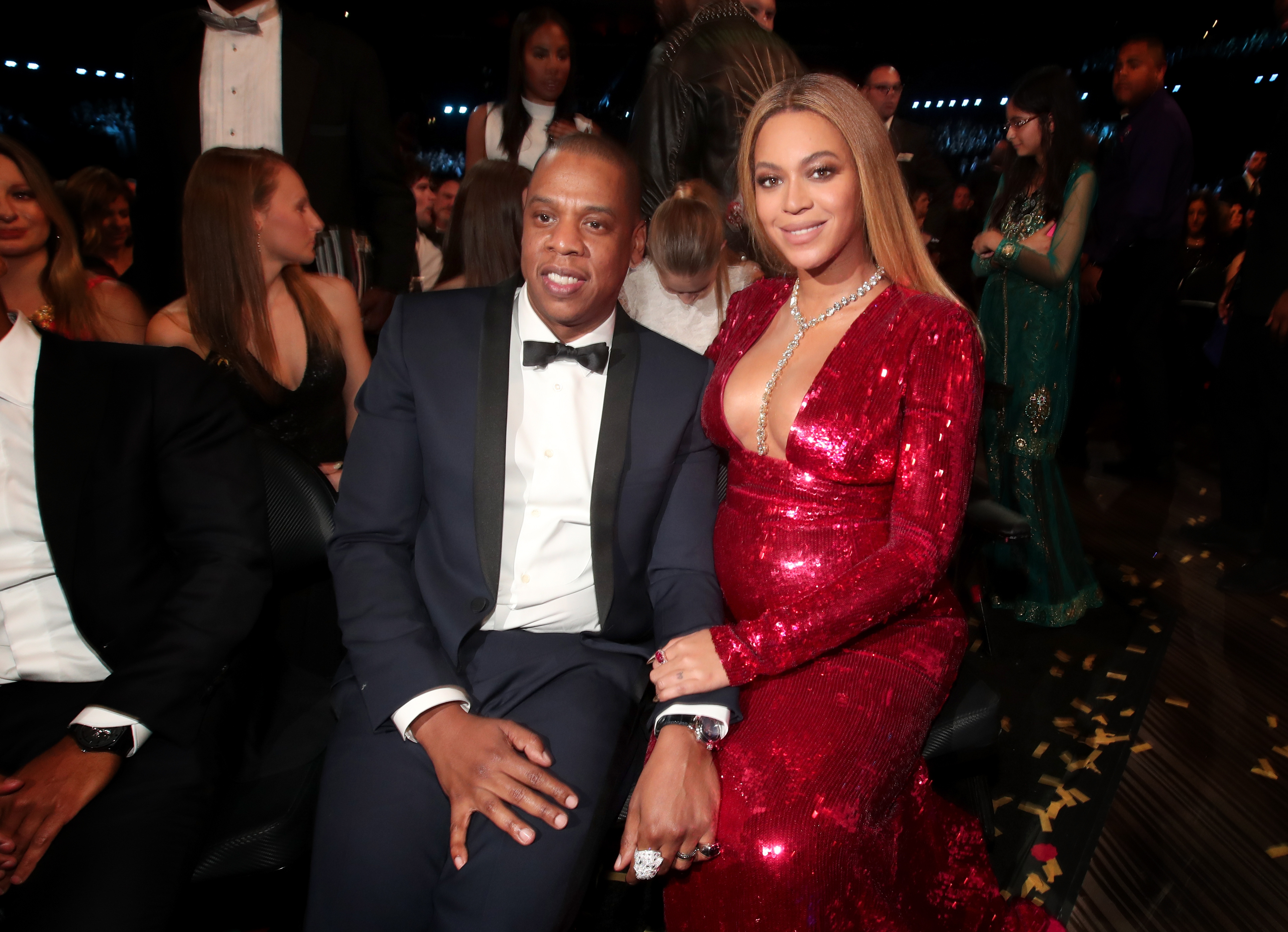 Hip Hop Artist Jay-Z and singer Beyonce during The 59th GRAMMY Awards at STAPLES Center on February 12, 2017 in Los Angeles, California.  