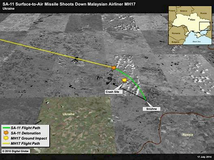 The U.S. embassy in Ukraine posted this graphic Tuesday, suggesting how pro-Russian rebels in eastern Ukraine downed Malaysia Airlines Flight 17.