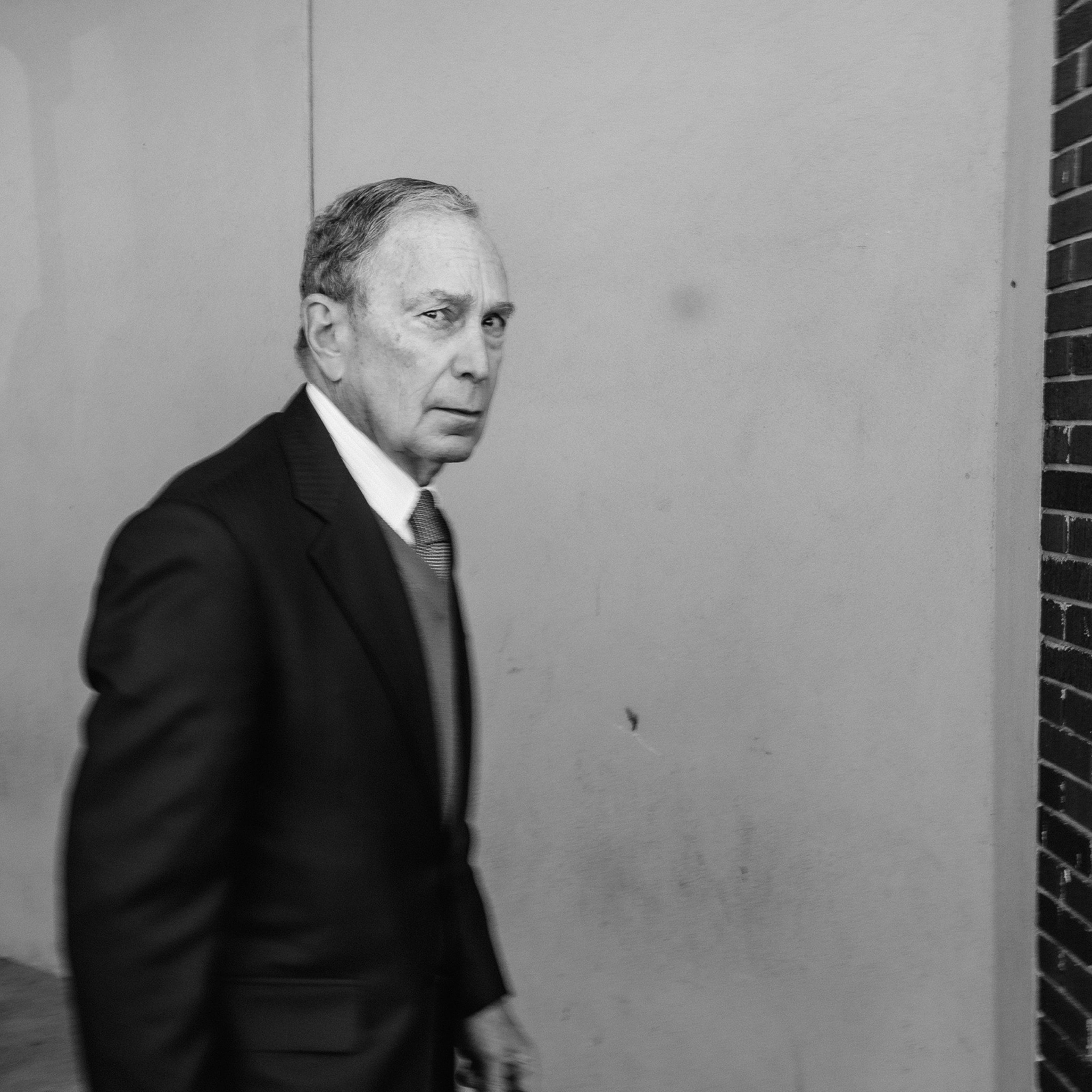 Memphis, Tennessee - February 28, 2020: Former New York City Mayor and 2020 presidential candidate Mike Bloomberg is seen walking with his staff after a political rally in Memphis, Tennessee ahead of Super Tuesday primary voting in key states around the