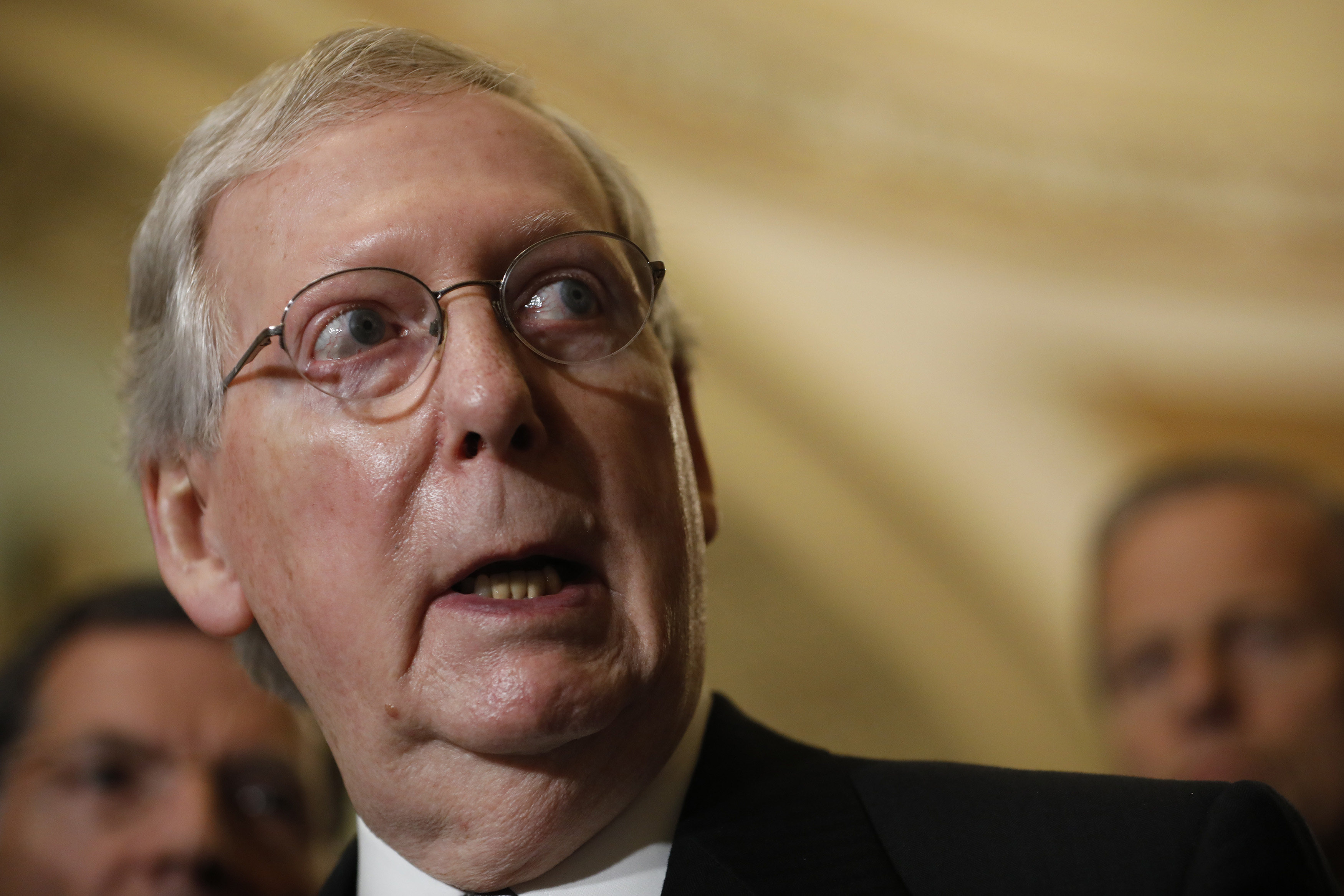 Mitch McConnell speaking at policy luncheon