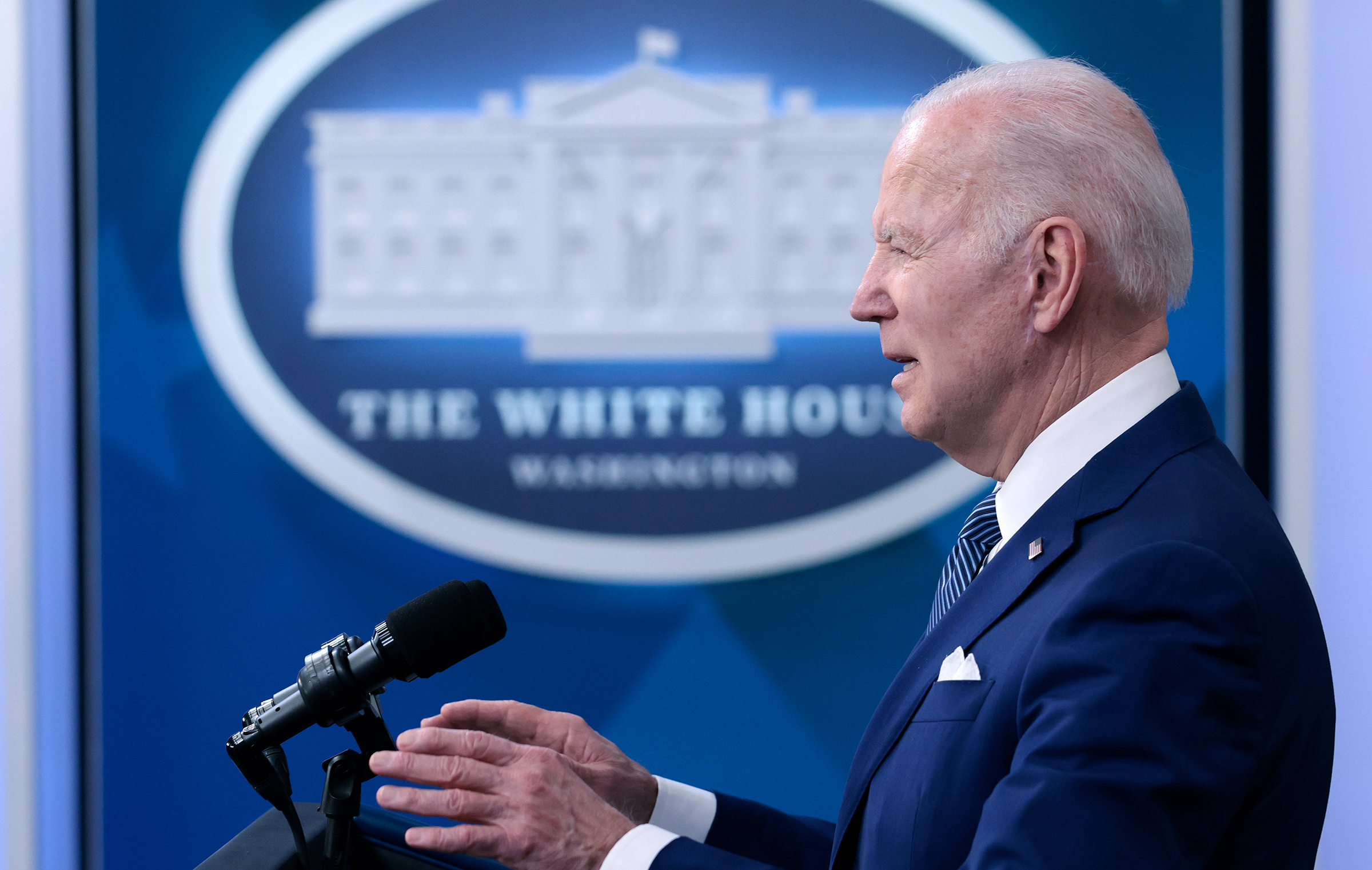 President Joe Biden speaks at an event at the White House complex March 4, 2022 in Washington, DC.