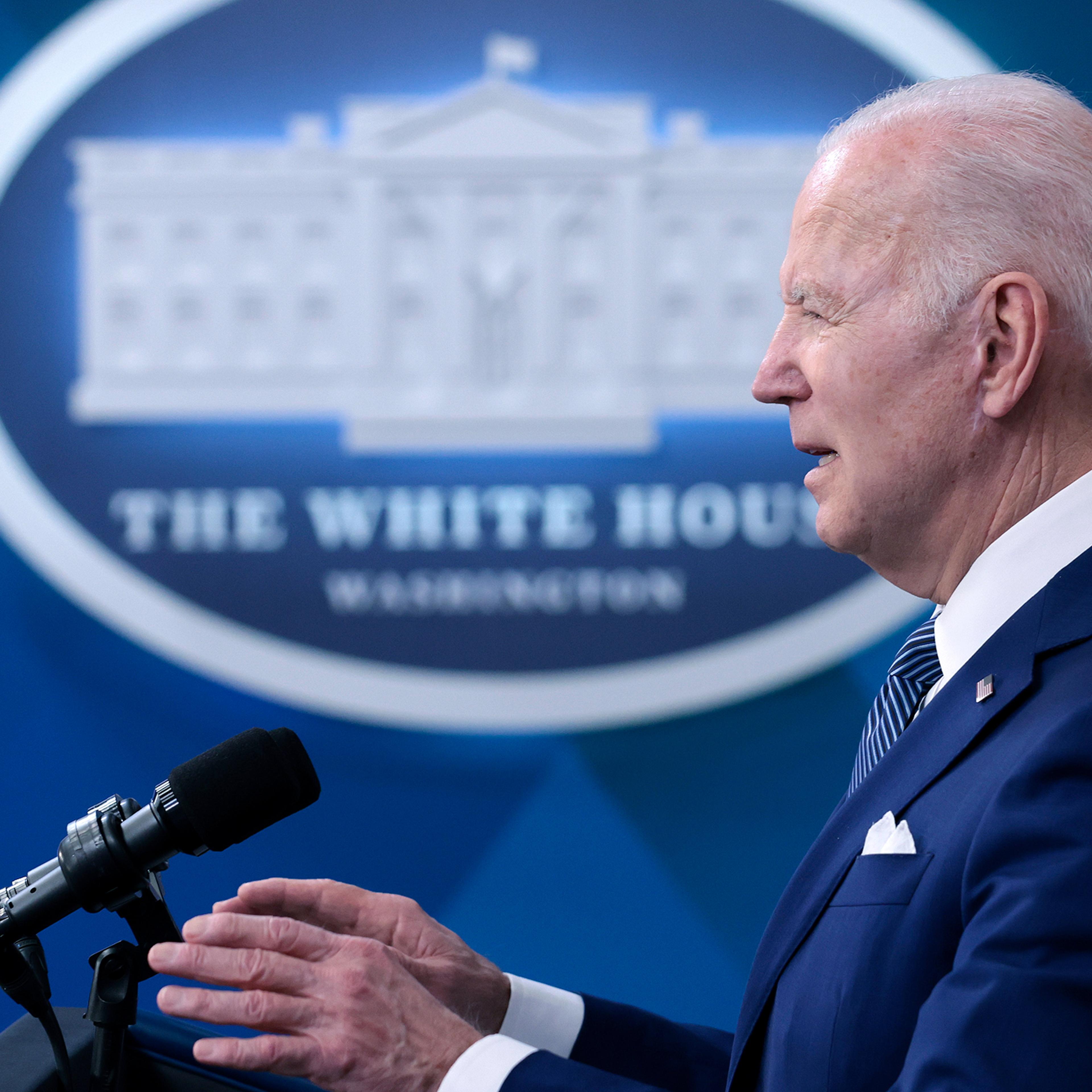 President Joe Biden speaks at an event at the White House complex March 4, 2022 in Washington, DC.