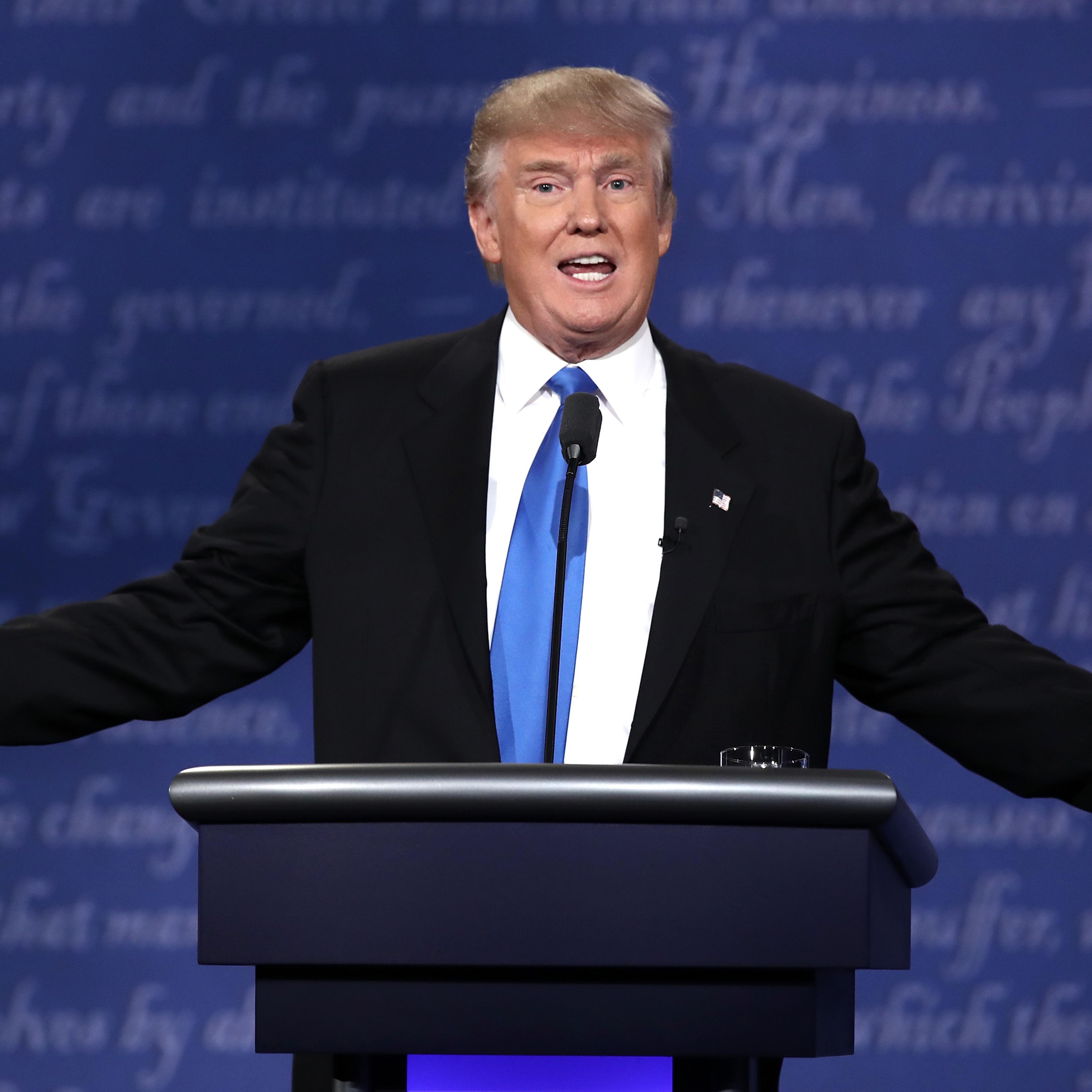 Republican presidential nominee Donald Trump speaks during the Presidential Debate at Hofstra University in Hempstead, N.Y., on Sept. 26, 2016.