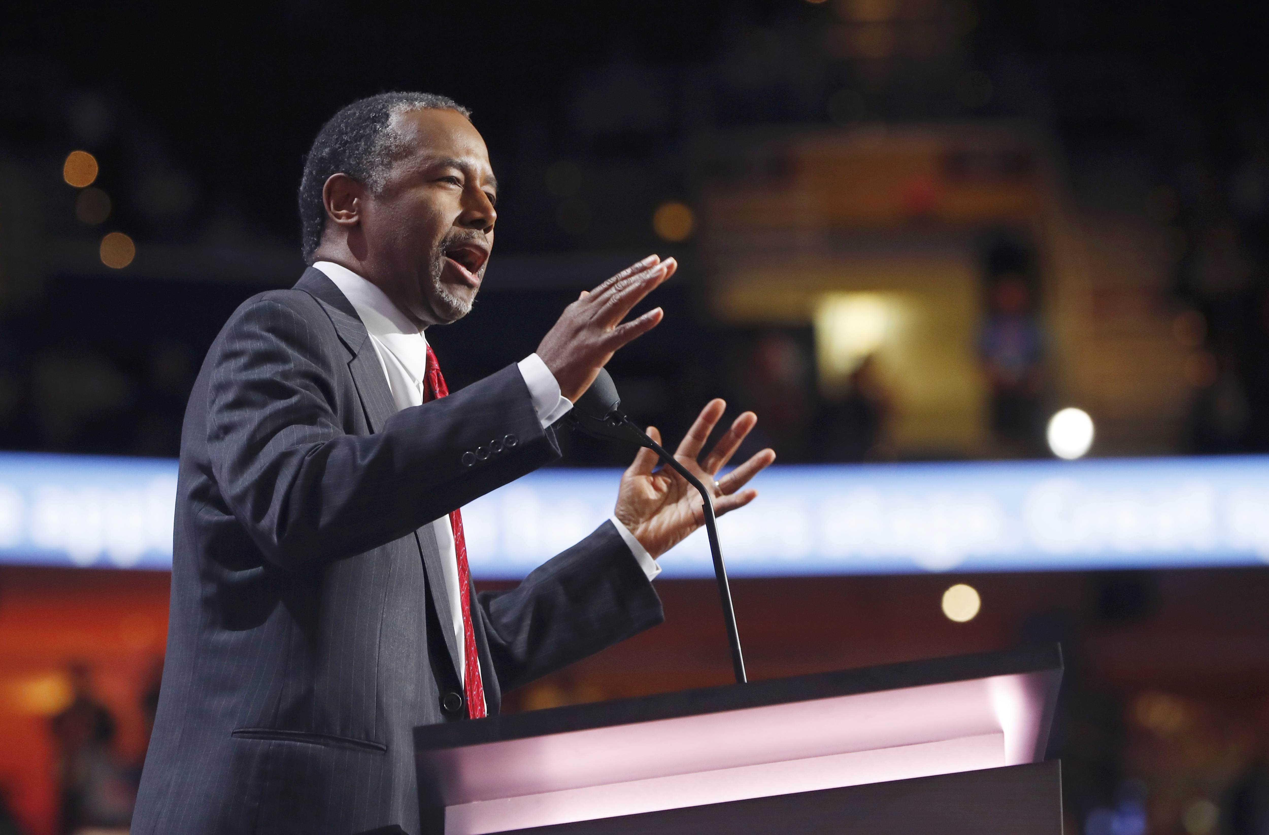Ben Carson speaks at the Republican National Convention in Cleveland, Ohio