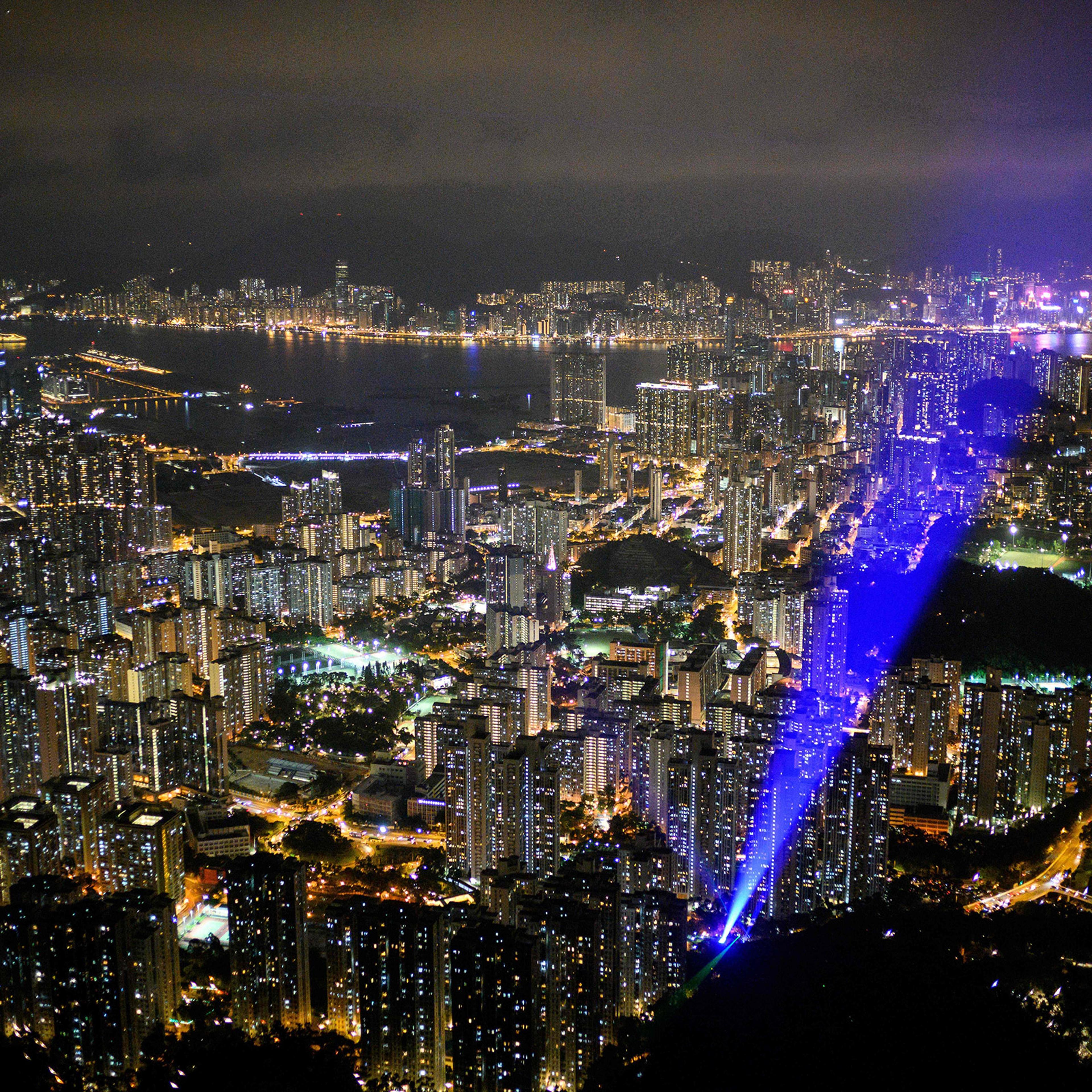 The Kowloon district of Hong Kong, seen from
Lion Rock during a pro-democracy gathering in September