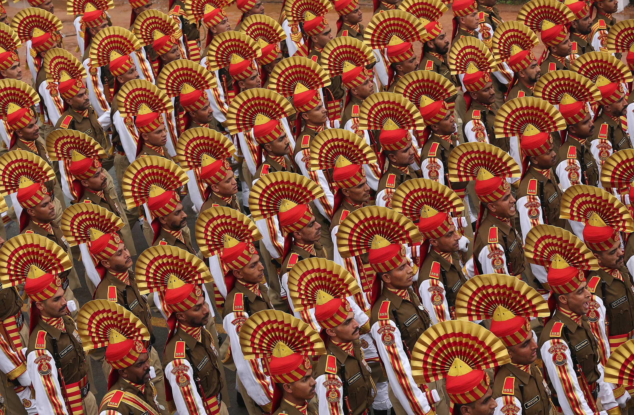 A paramilitary unit participates in the 66th Republic day function in New Delhi, Jan. 25, 2015.