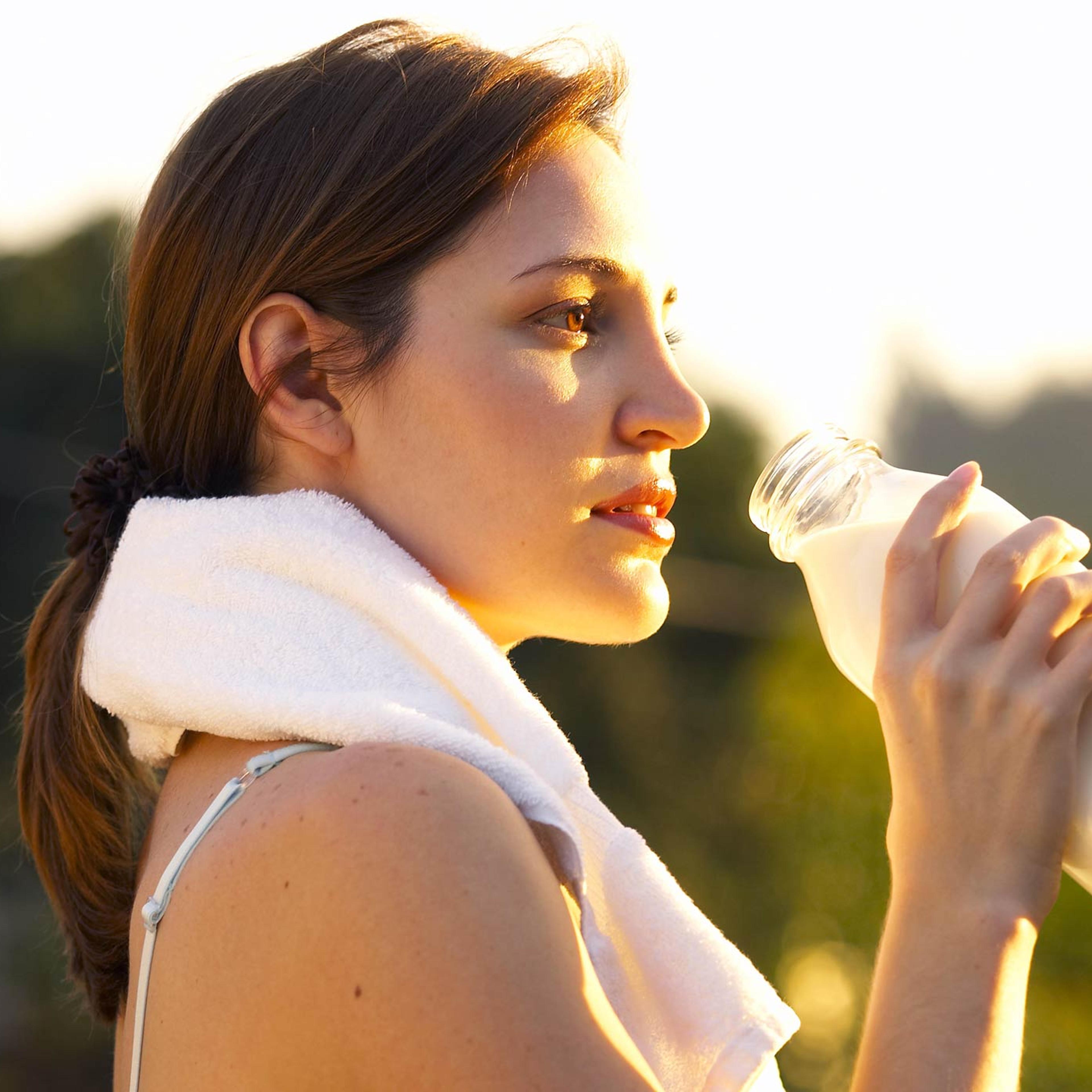woman drinking milk
