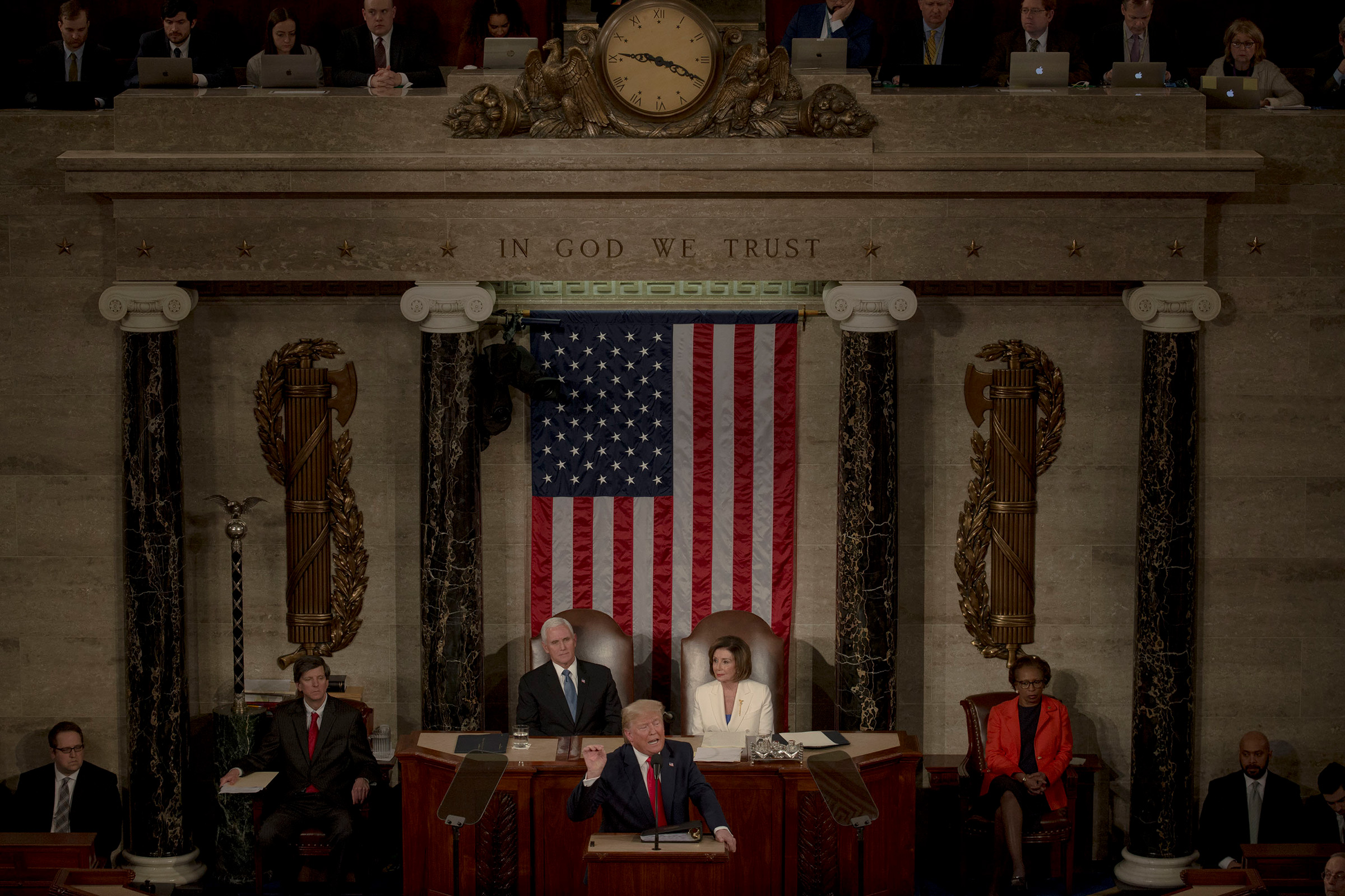 2/4/20, Capitol Hill, Washington, D.C. President Donald Trump gives his State of the Union address on the House floor of the Capitol in Washington, D.C. on Feb. 4, 2020.Gabriella Demczuk / TIME