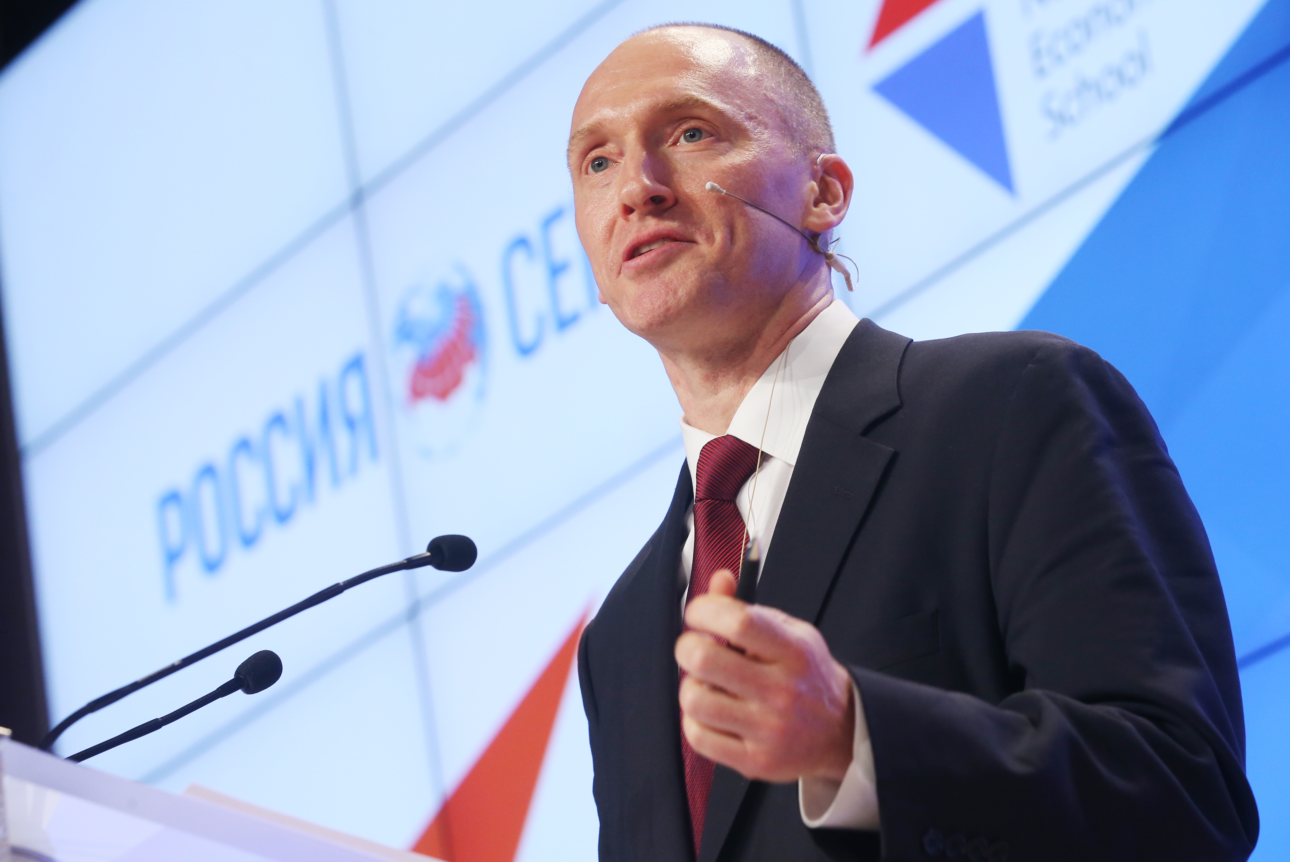 Trump's ex-adviser Carter Page gives presentation in Moscow