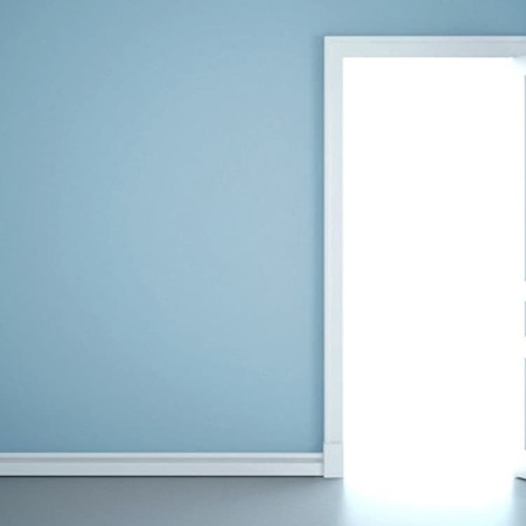 open door-blue wall-TheMuse
